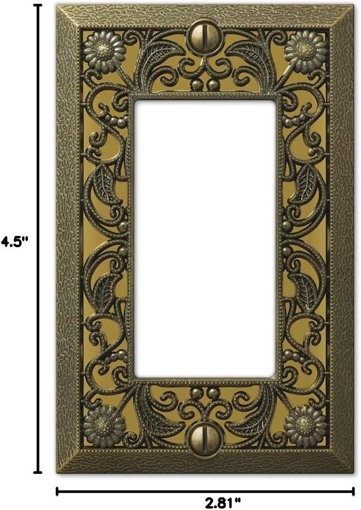 Amerelle 65RAB Placa de Pared de Filigrana, 1 Balancín GFCI, Metal Fundido, Latón Antiguo, 1 Paquete