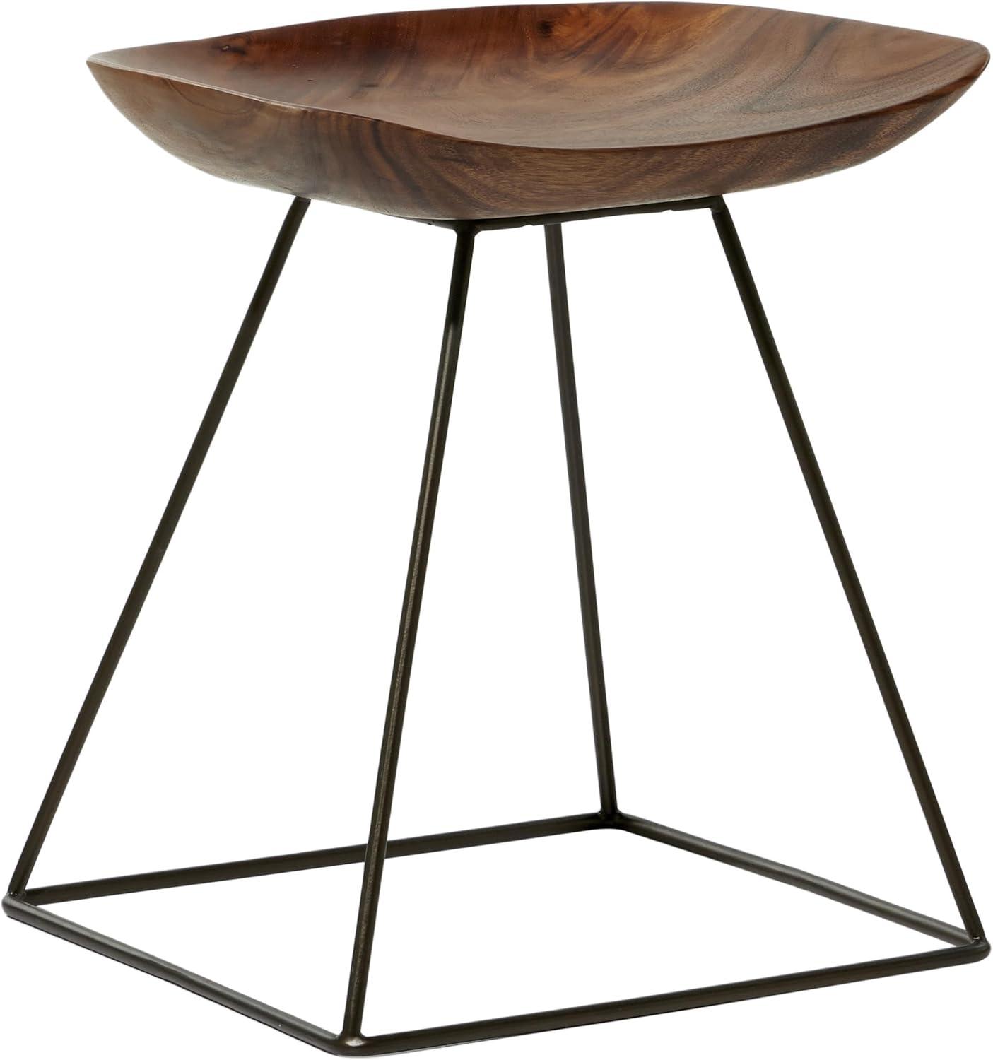 Cantilever 20" High Wood and Iron Square Stool