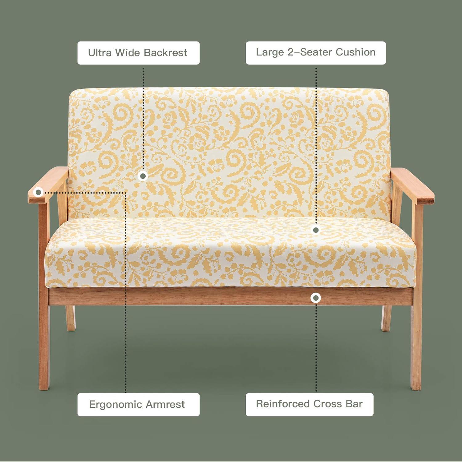 George Oliver Modern Fabric Loveseat Sofa Couch Upholstered 2-Seat Armchair