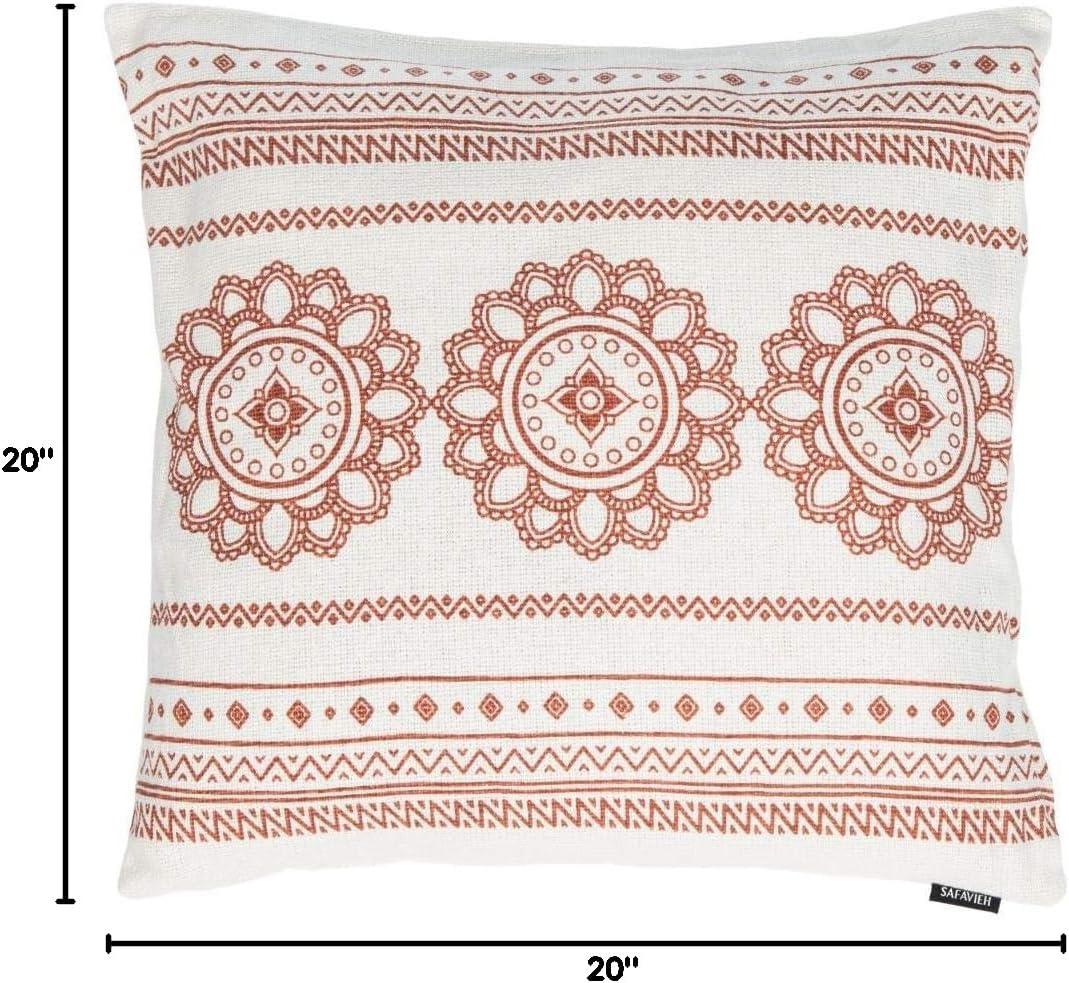 Zarra White Cotton Bohemian Geometric Floral Throw Pillow