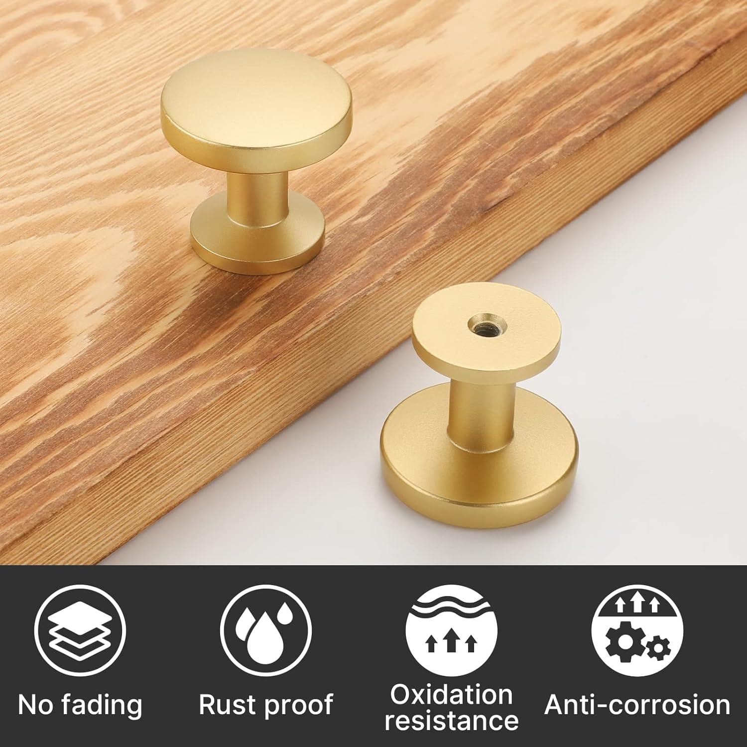 Brushed Brass Round Knurled Cabinet Knob Set