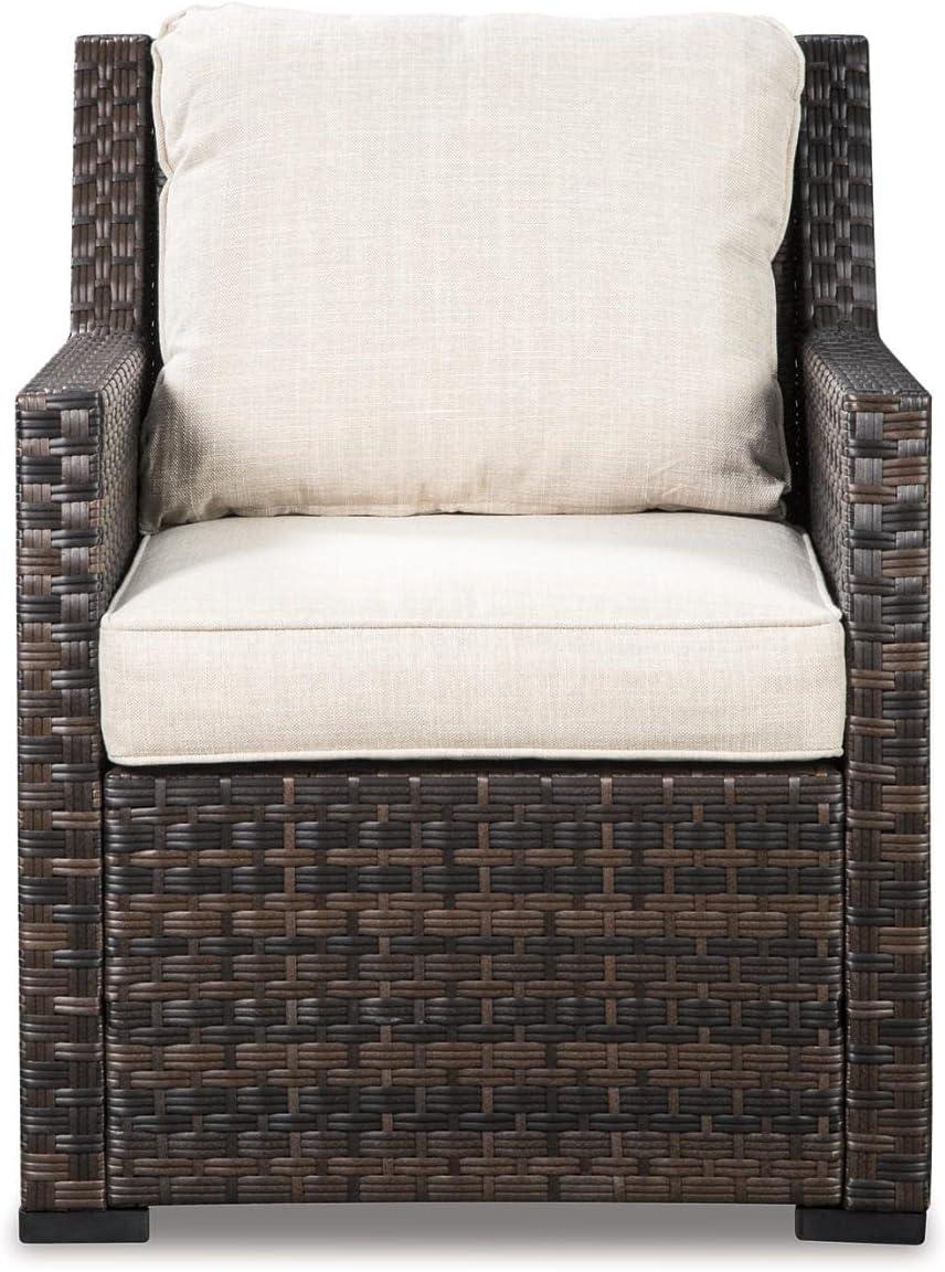 Elegant Transitional Beige & Brown Lounge Chair with Cushions