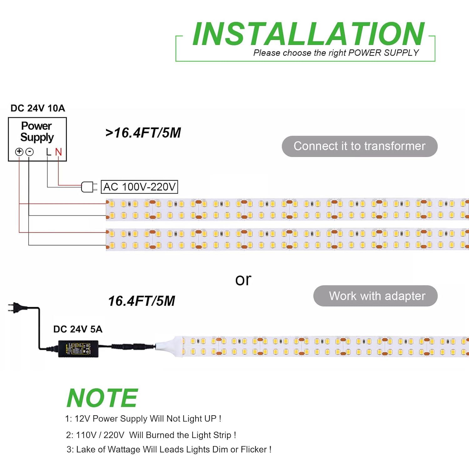JOYLIT 24V LED Strip Warm White 3000K Dual Row 272LEDs/M 16.4FT, UL Listed Pro 792LM/FT CRI 92+ Dimmable Tape Lights 120W, 13000LM Ultra Bright Task Light Strip for Commercial, Home