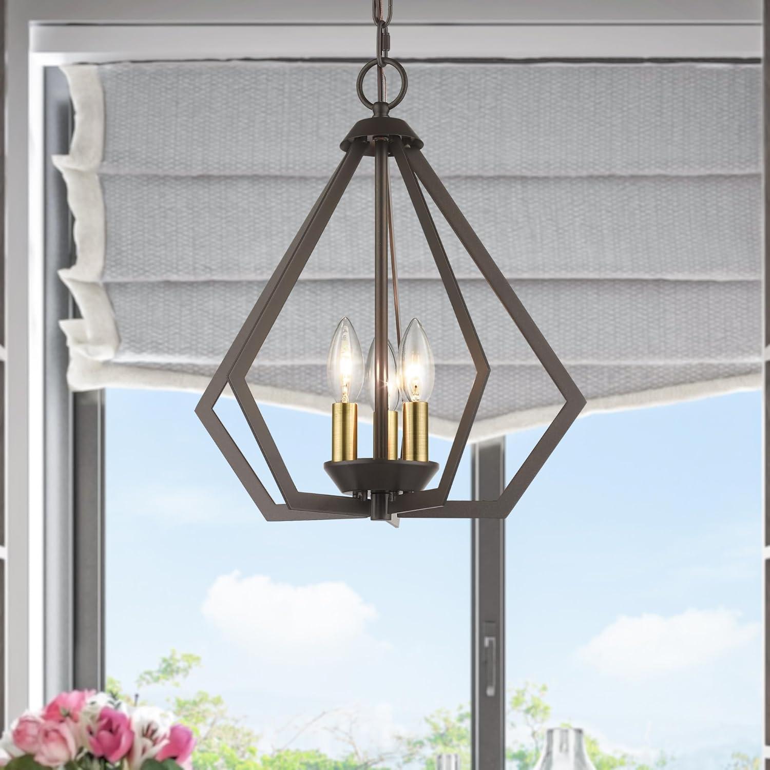 Prism 3-Light Black Brushed Nickel Mini Chandelier for Indoor/Outdoor