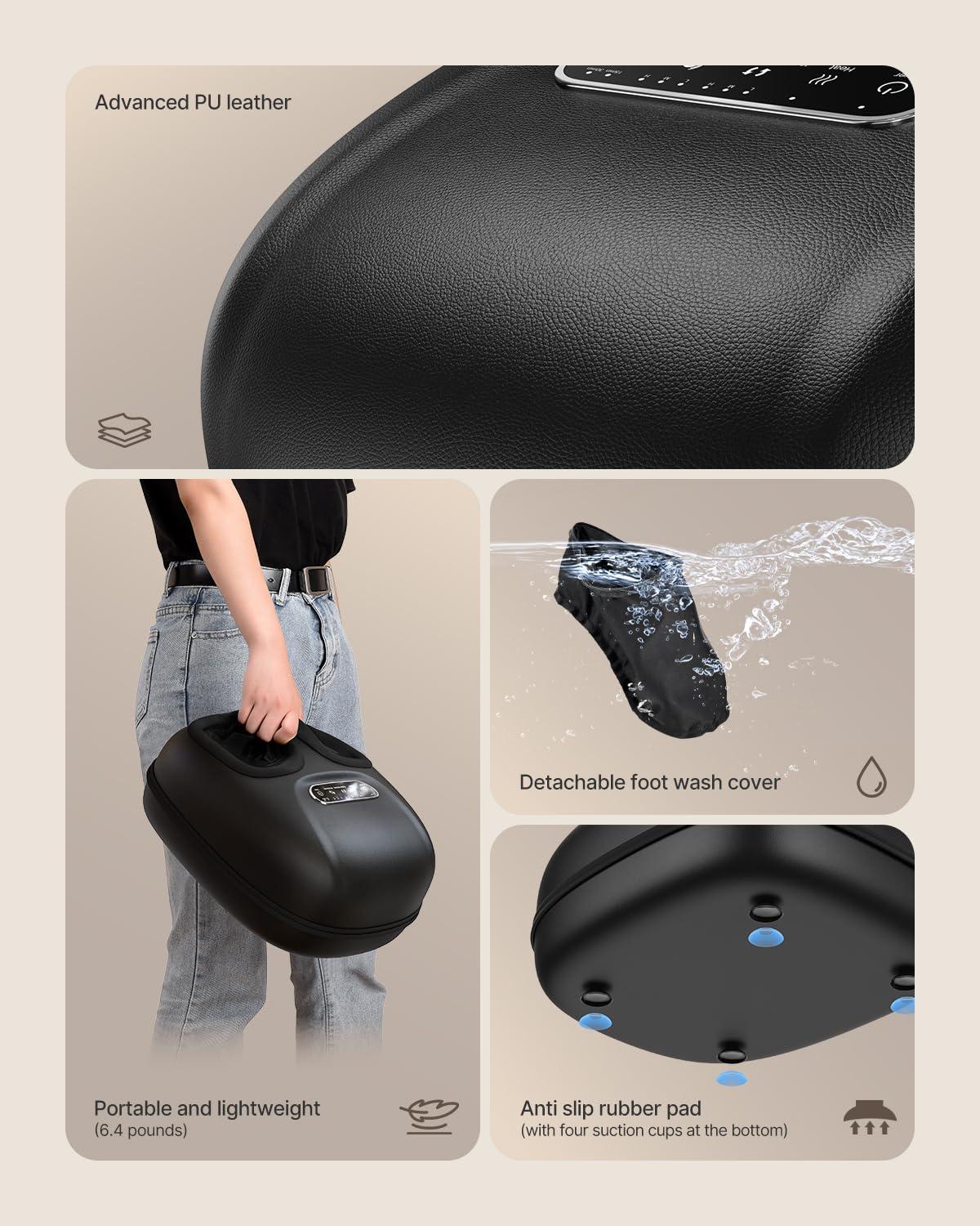 Renpho Shiatsu Foot Massager with Heat for Tired Foot Blood Circulation up to size 11, Black,Fathers Day & Birthday Gifts for Mom Dad Men