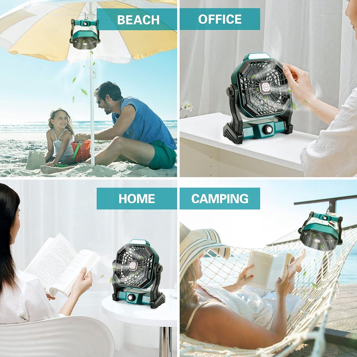 CONBOLA Portable Fan Rechargeable, 20400mAh Cordless Battery Powered Fan with LED Lantern, USB C Battery Operated for Travel Bedroom Home Camping Tent Office Beach Desk Fishing Table