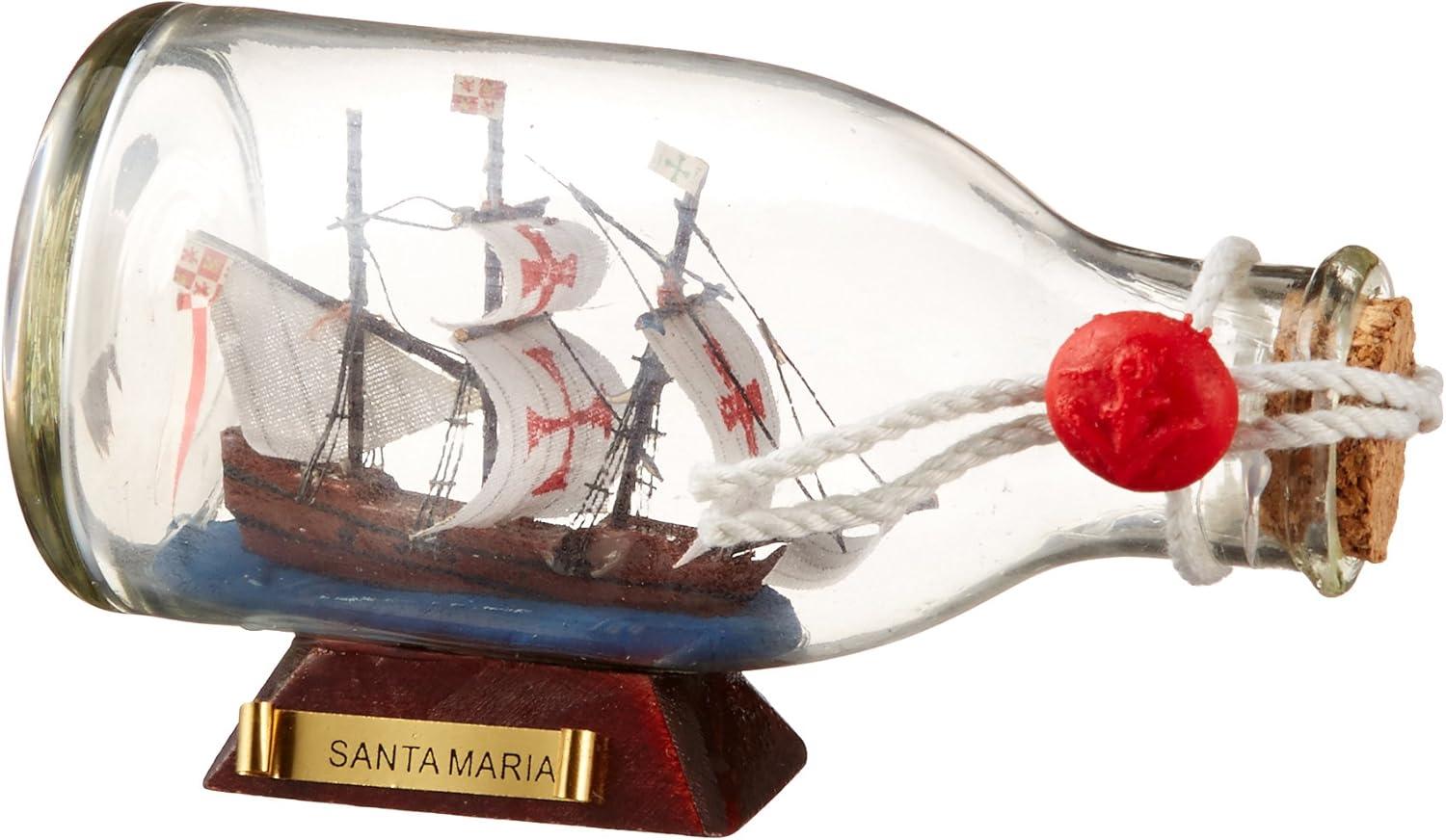 Hampton Nautical Santa Maria Ship in a Glass Bottle, 5"