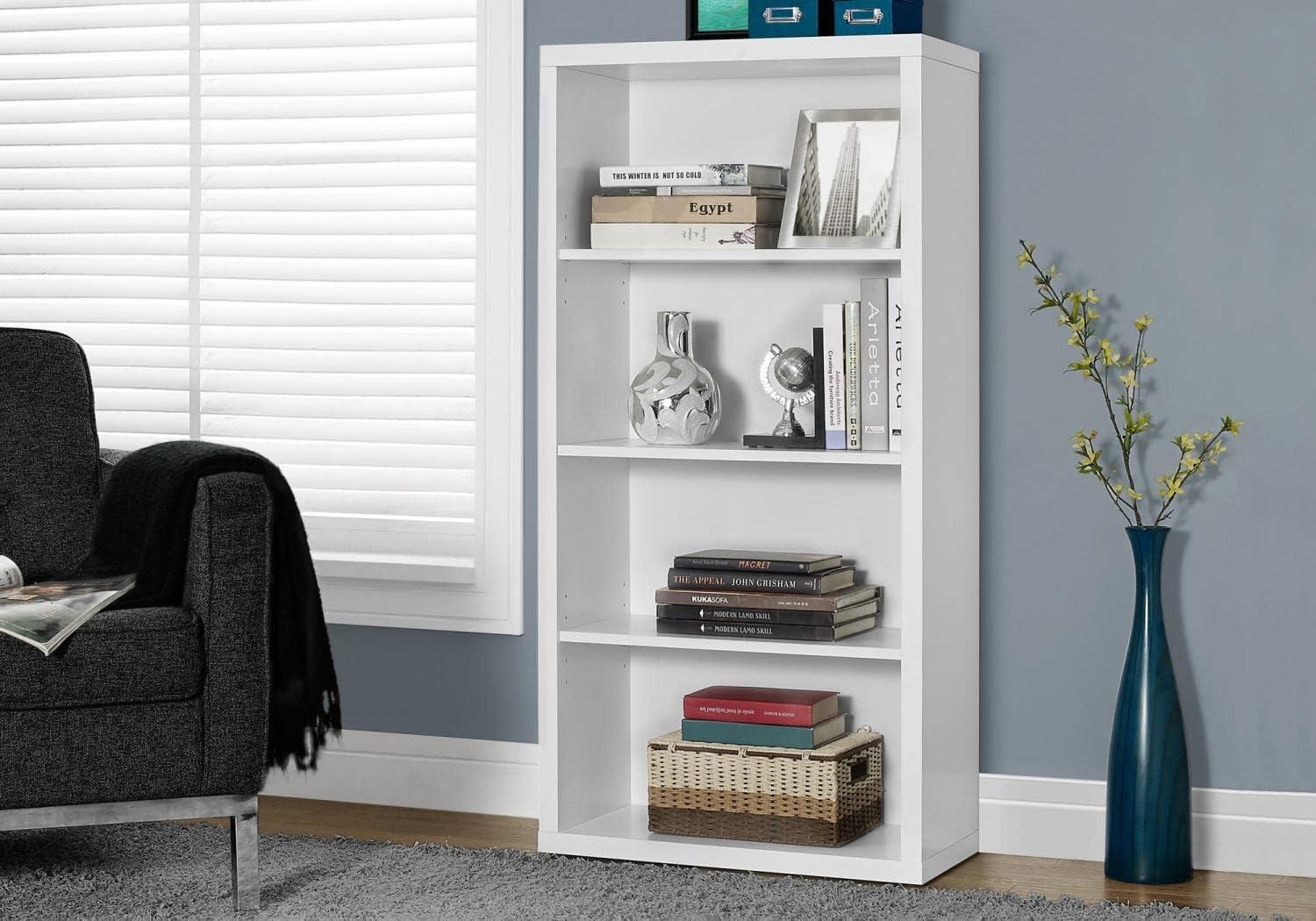 Bookshelf Bookcase Etagere 5 Tier 48"H Office Bedroom Laminate White