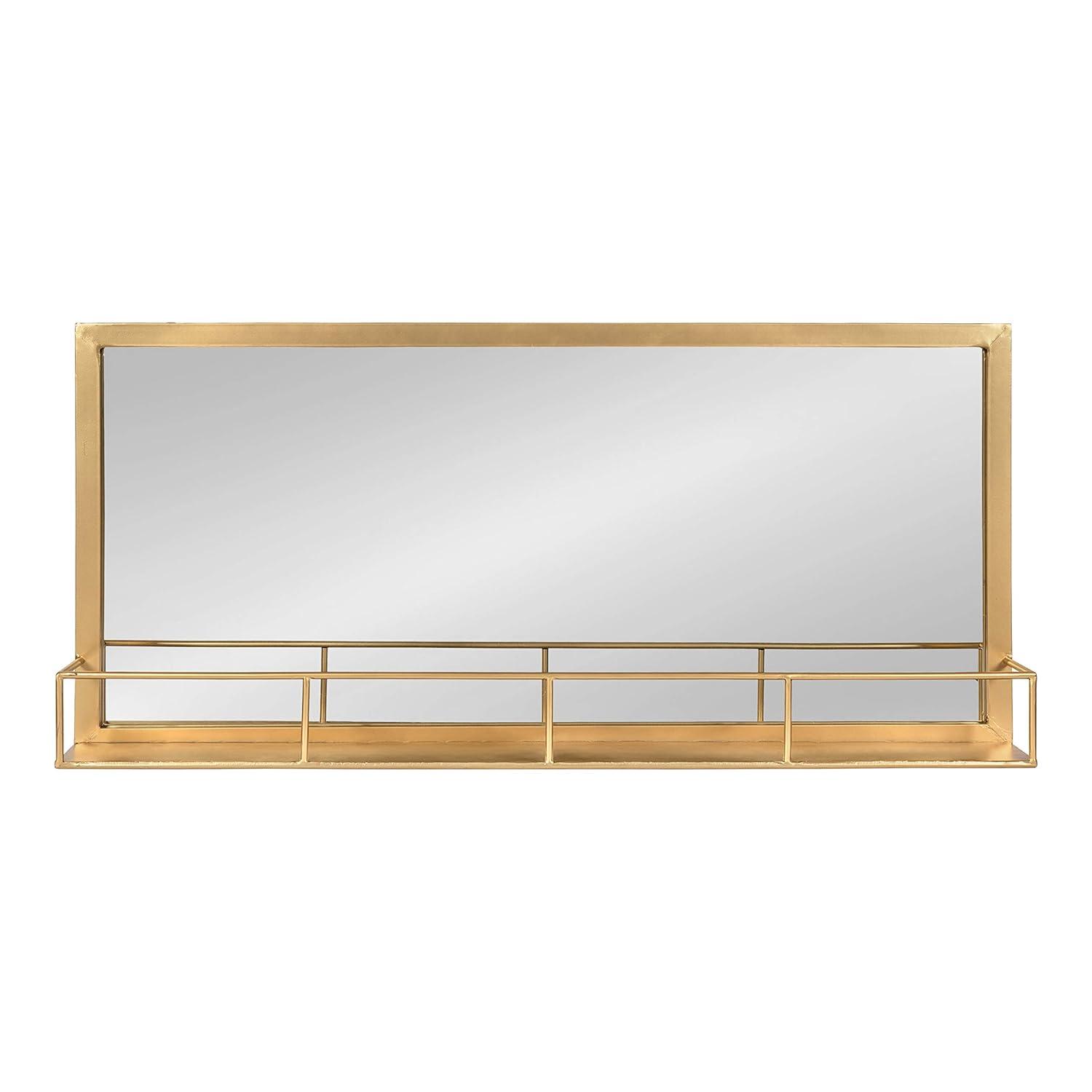 18" x 40" Jackson Metal Frame Mirror with Shelf Gold - Kate & Laurel All Things Decor: Chic Rectangle, No Assembly Required
