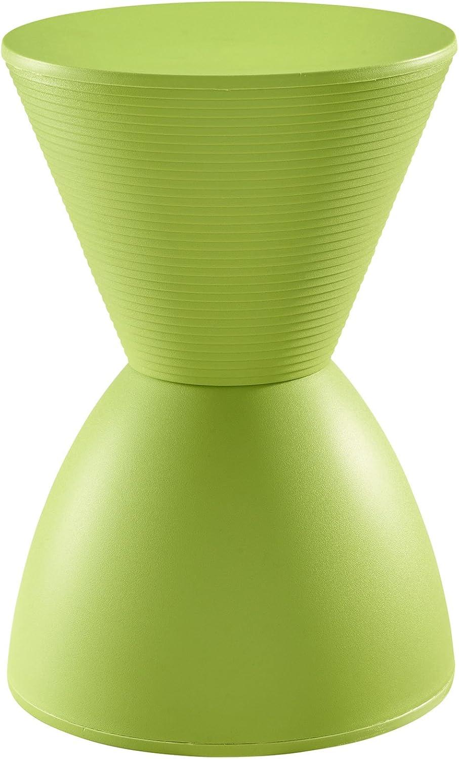 Modern Green Polypropylene Hourglass Accent Stool with Storage