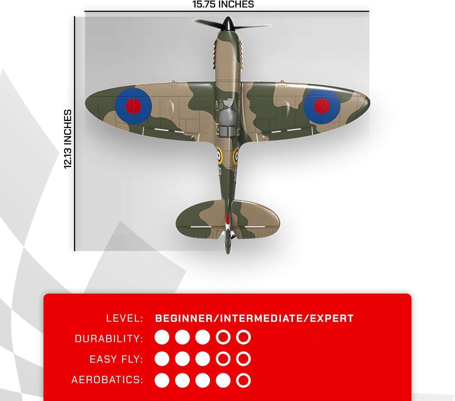 Open Box 4-CH Spitfire One Key Remote Control Airplane with Xpilot Stabilizer