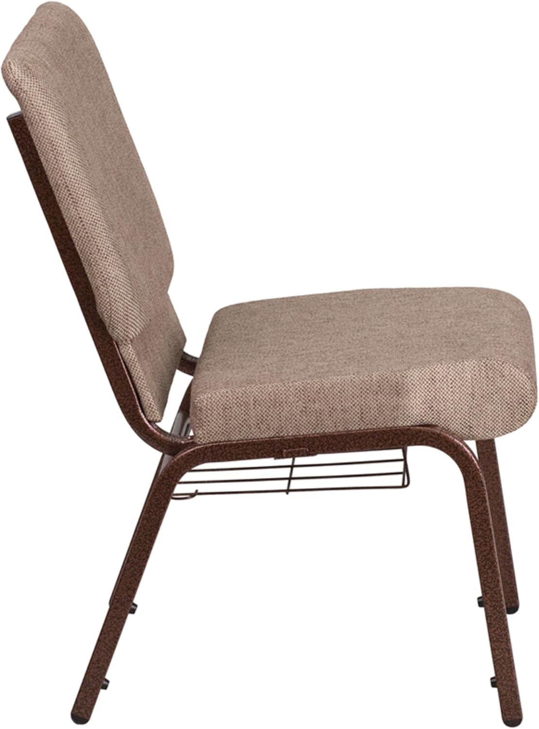 Beige Fabric Waterfall Seat Side Chair with Copper Steel Frame