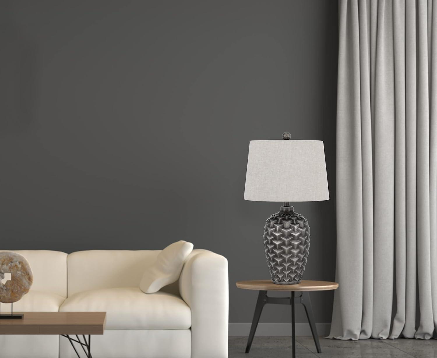 Cal Lighting Dresano resin table lamp with linen hardback taper drum shade