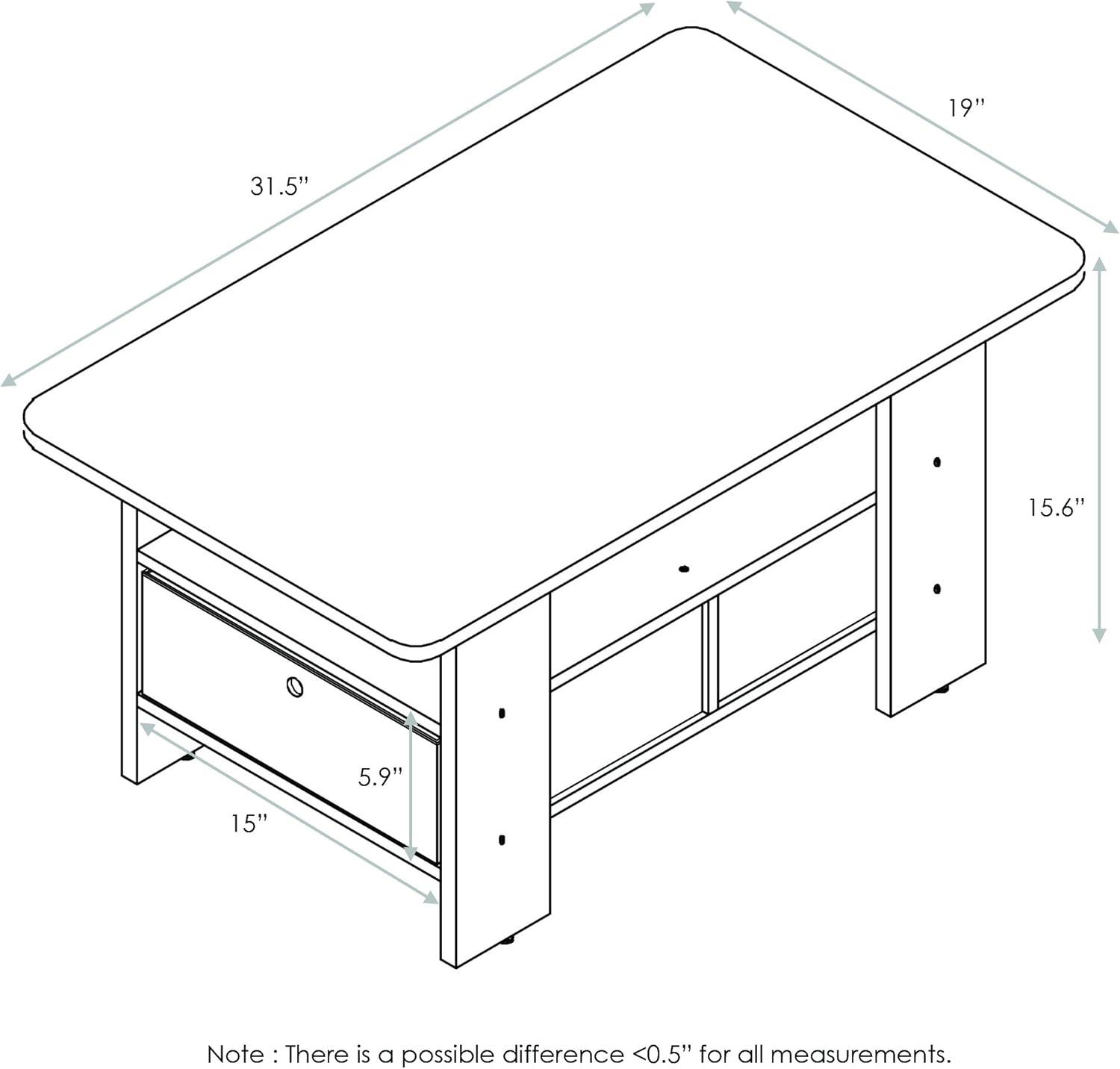 Furinno Andrey Coffee Table with Bin Drawer, Multiple Colors