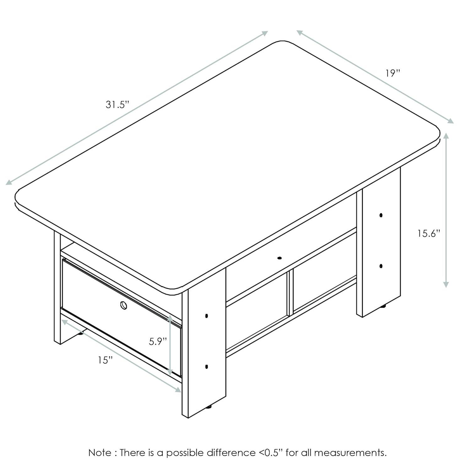 Furinno Andrey Coffee Table with Bin Drawer, Multiple Colors