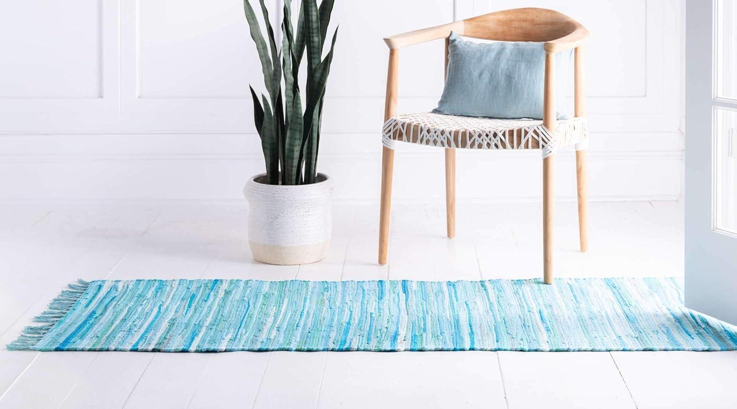 Unique Loom 2' 2 x 6' 7 Striped Chindi Cotton Runner Rug