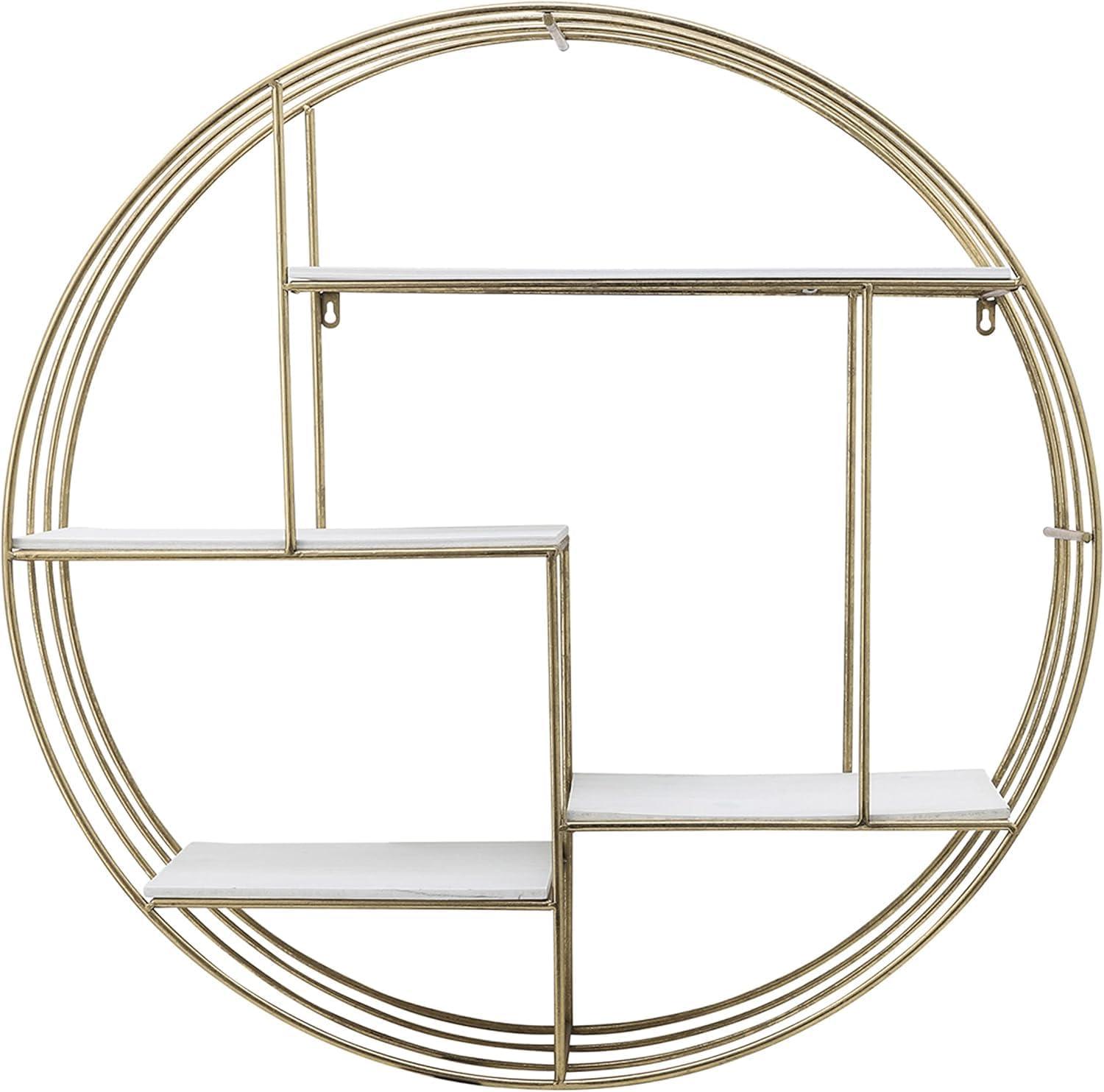 Sagebrook Home Kittle Modern Glam Iron and Wood Wall Storage Shelf