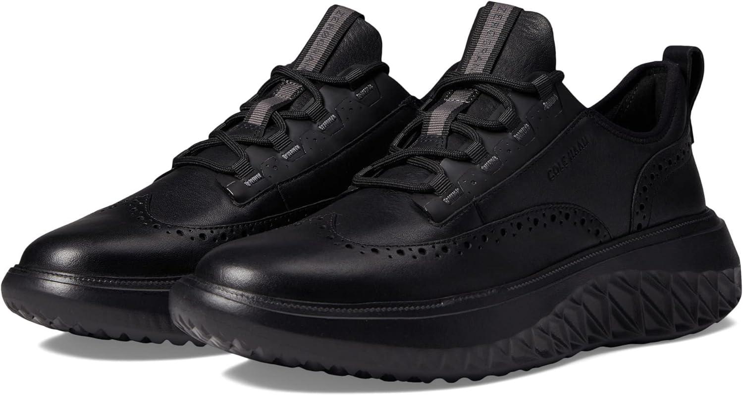 Men's Black Faux Leather Lace-Up Casual Oxfords