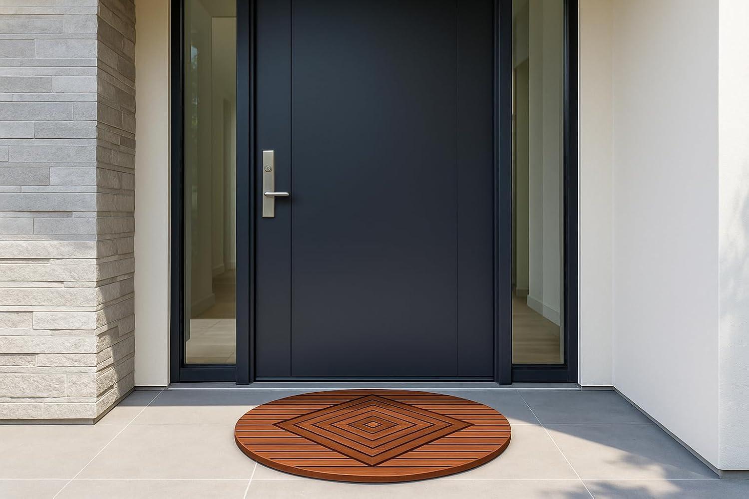 Extra-Large Round Teak Shower Mat with Teak Oil Finish