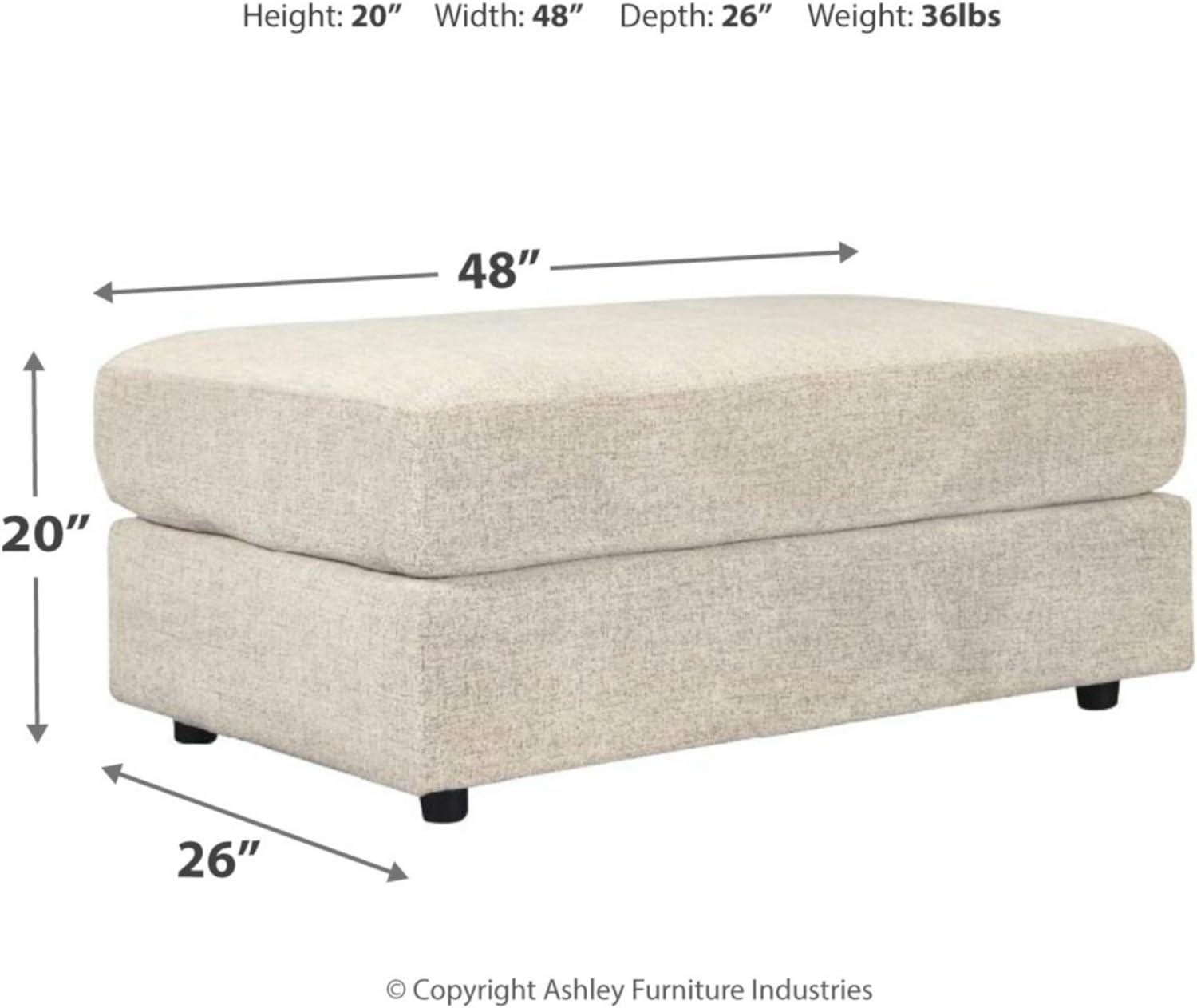 Oversized Off-White Chenille Contemporary Ottoman