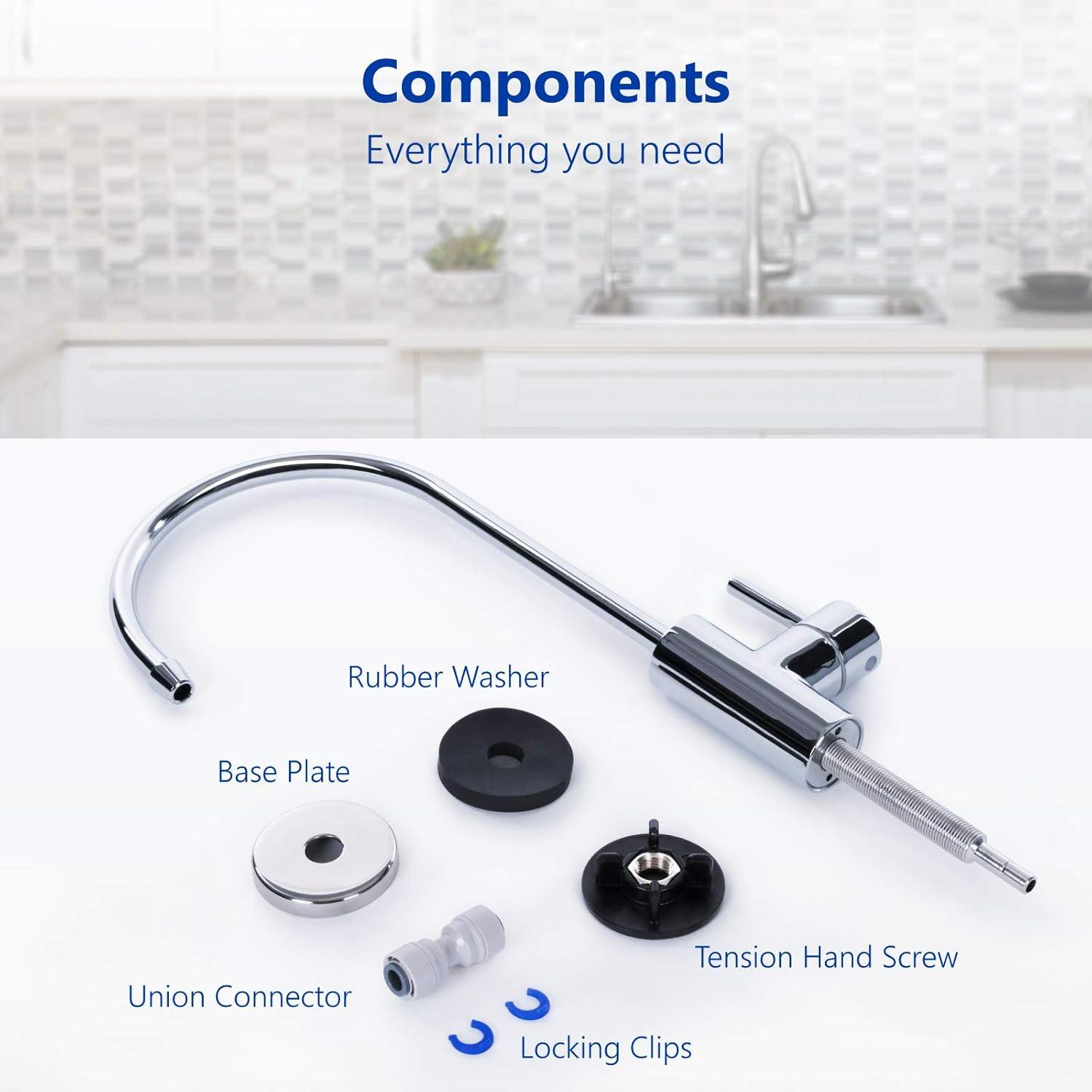 Express Water Modern Water Filter Faucet – Chrome – Drinking Water Faucet – Reverse Osmosis Filtration System and Kitchen Sink Beverage Faucet – Simple 3-Piece Easy Install Faucet