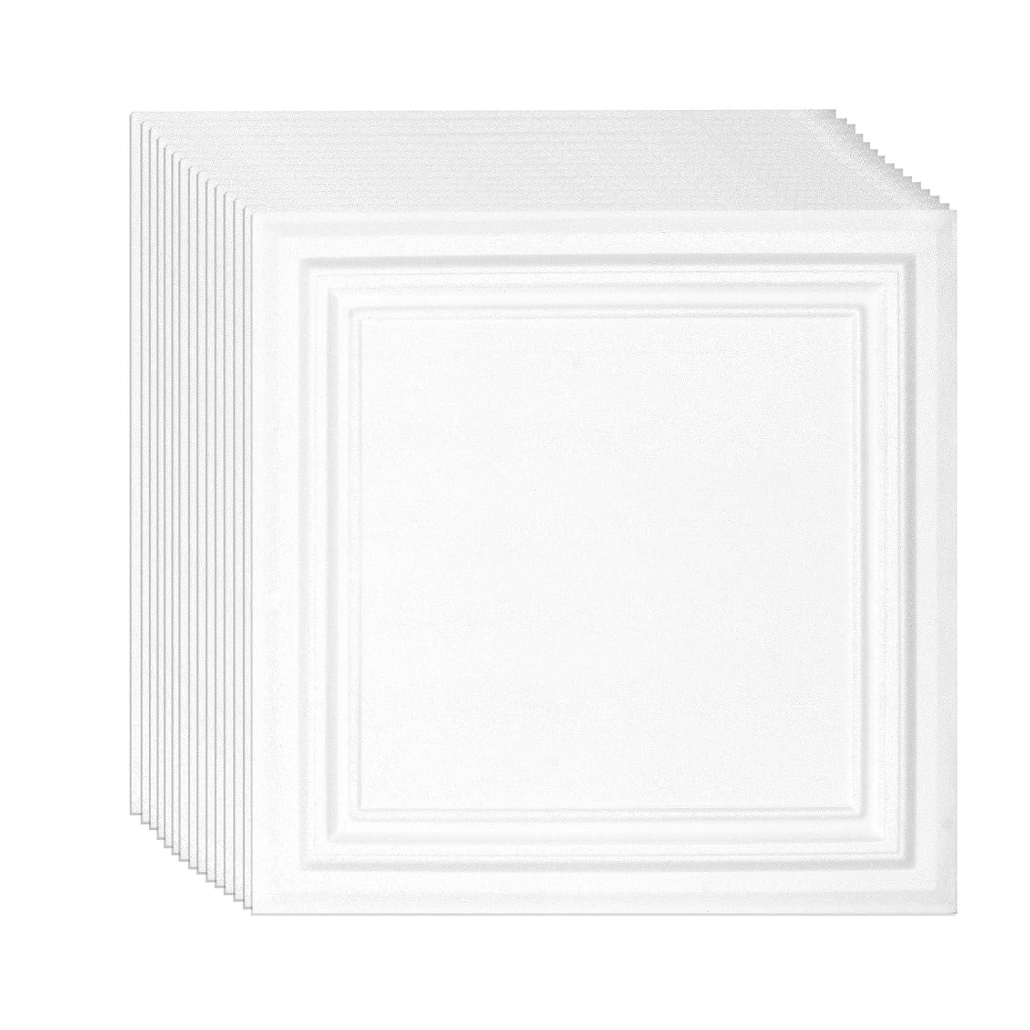 White Polystyrene 20" x 20" Ceiling Tiles, 16-Pack