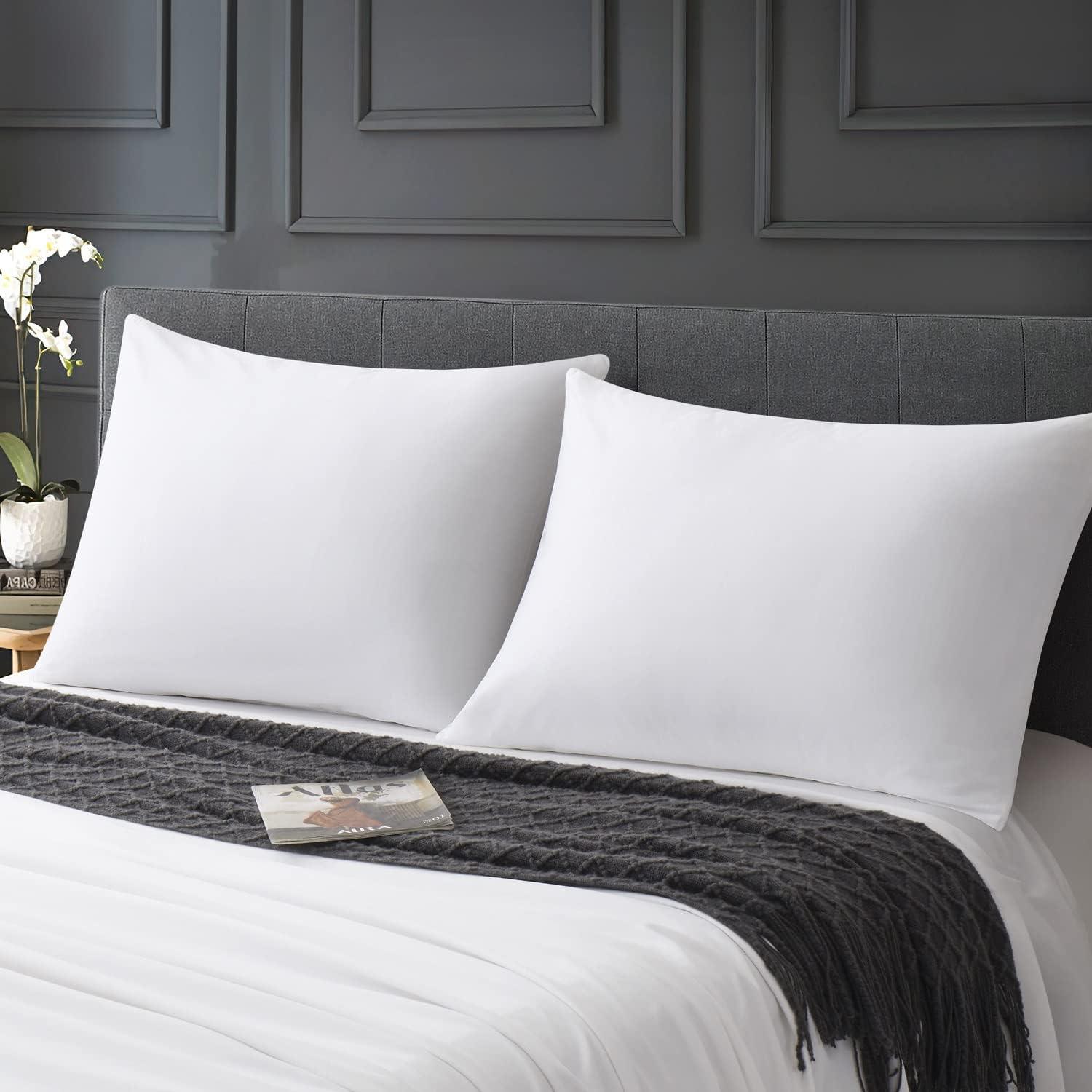 100% Cotton Zippered Pillow Cases Standard Size Set of 4, Super Soft & Breathable Pillow Protectors with Zipper, White Pillow Case Covers 20x26 Inches