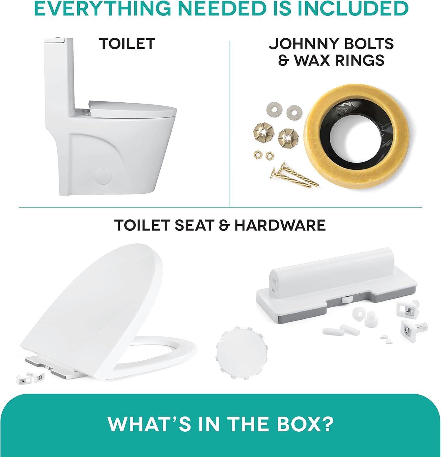 Fine Fixtures MOTB7W Dual-Flush Elongated One-Piece Toilet with High Efficiency Flush
