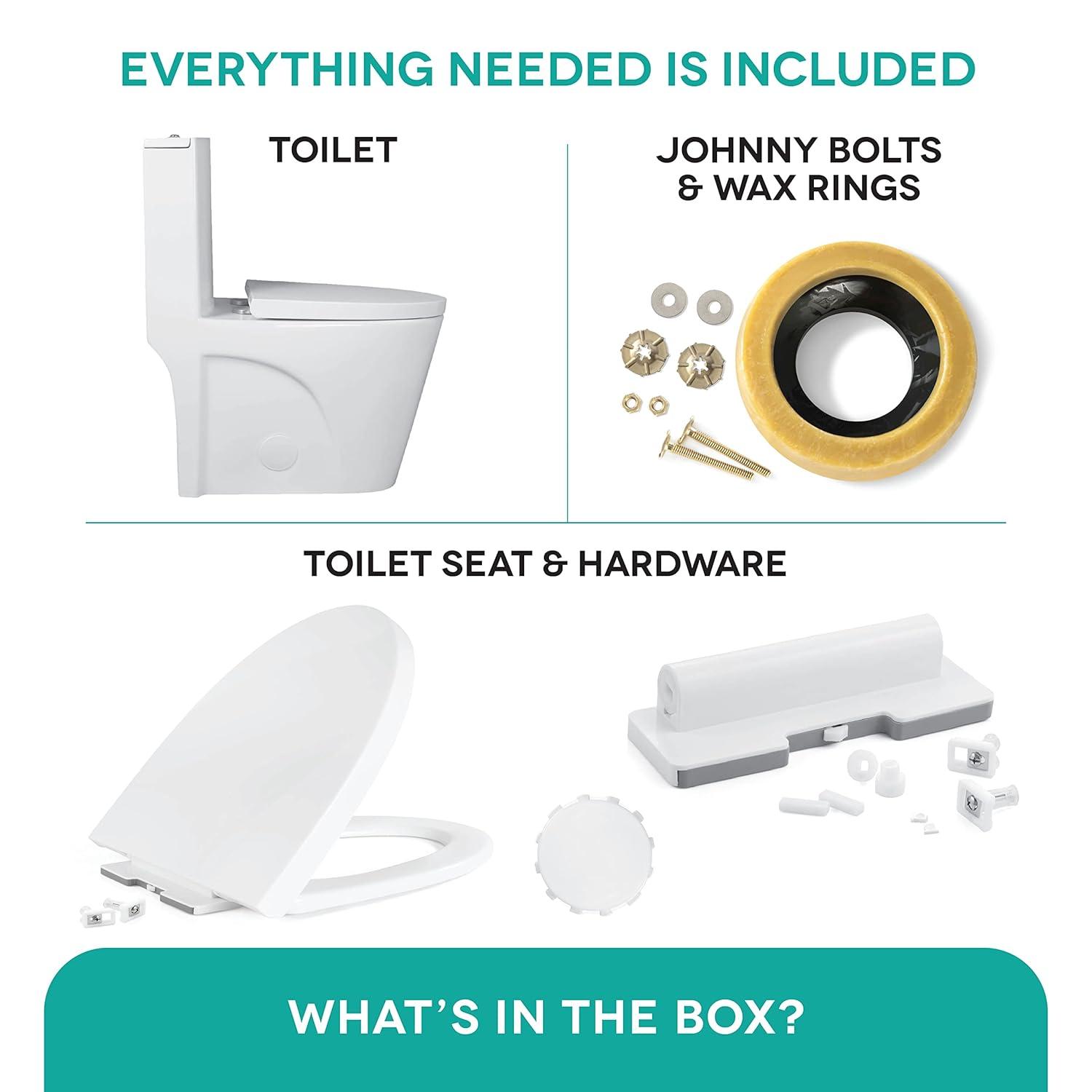 Fine Fixtures MOTB7W Dual-Flush Elongated One-Piece Toilet with High Efficiency Flush