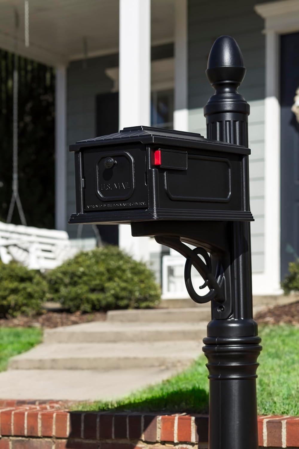 Architectural Mailboxes Plastic Mailbox and Post Kit, , Black, Medium Capacity