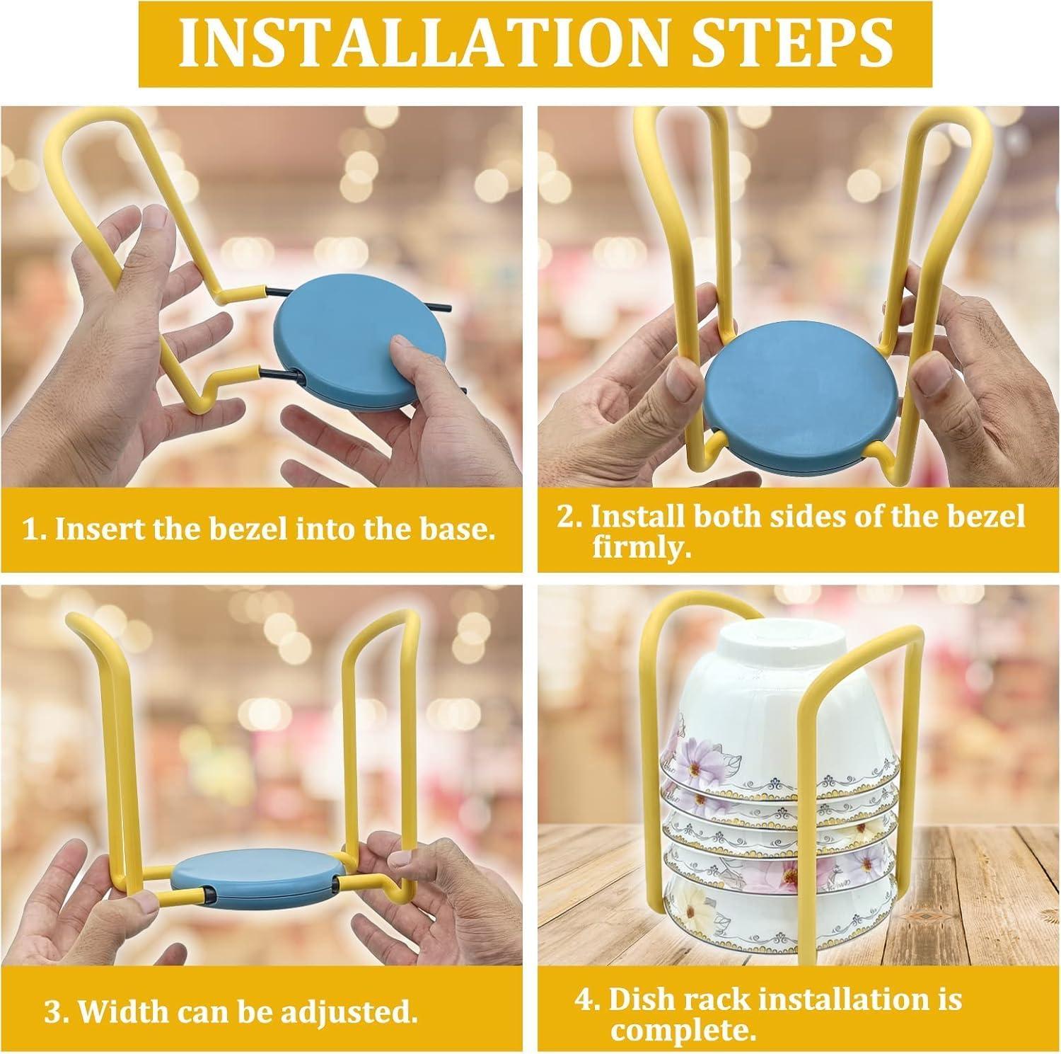 NAMZI 2 Pack Telescopic Tray Storage Rack, Dish Drying Rack, Multi-Functional Plates Cup Bowl Pot Pan Lid Storage Holder Organizer for Kitchen Cabinet（Yellow*1，Grey*1）