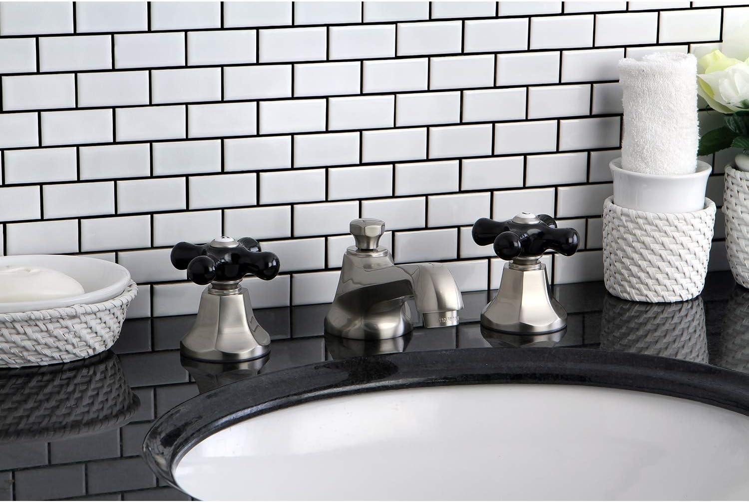 Kingston Brass Duchess Two-Handle 3-Hole Deck Mount Widespread Bathroom Faucet with Brass Pop-Up Drain