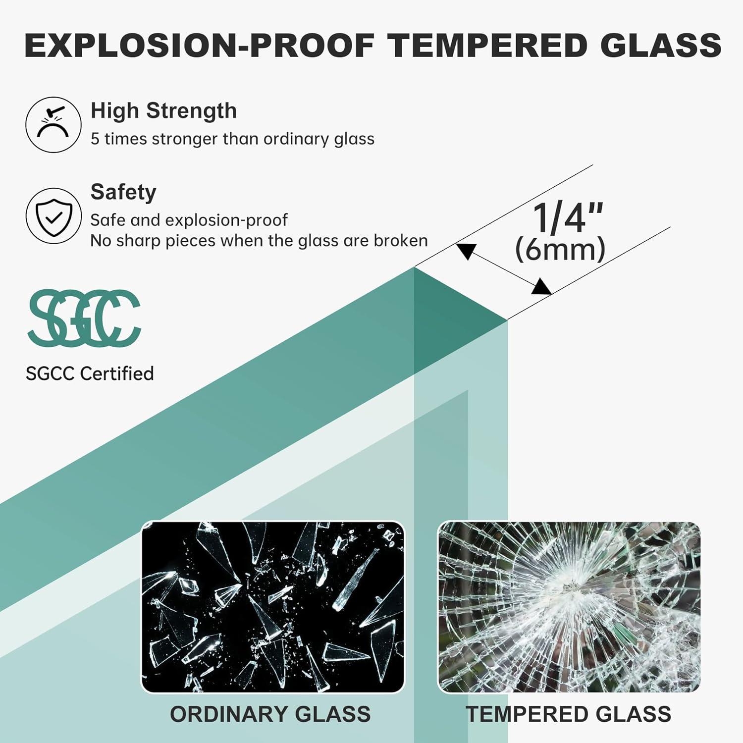 Bifold Shower Door, 31-32" W × 72" H Frameless Bathroom Glass Folding Shower Doors, Reversible Installation, 1/4" (6mm) Clear Tempered Glass Door for Walk-in Shower, Matte Black