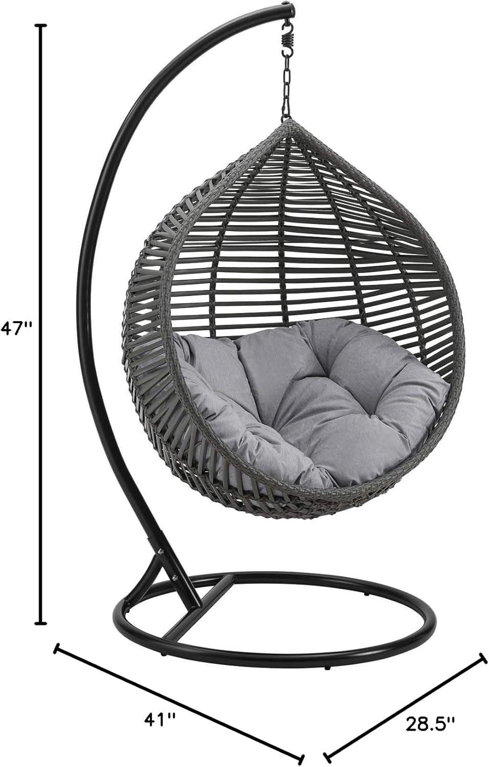 Modway Garner Teardrop Outdoor Patio Swing Chair in Gray White