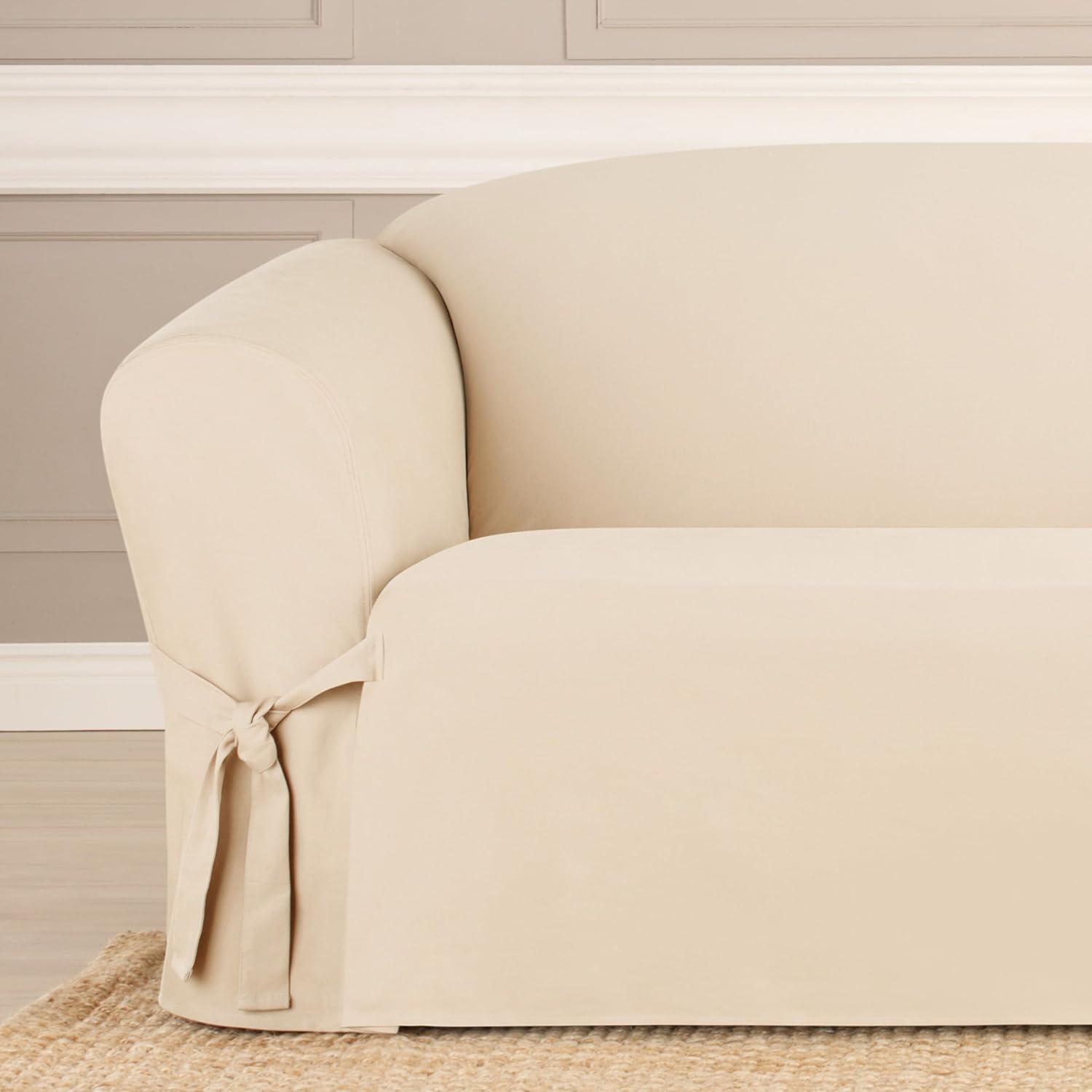 Sure Fit Cotton Box Cushion Sofa Slipcover