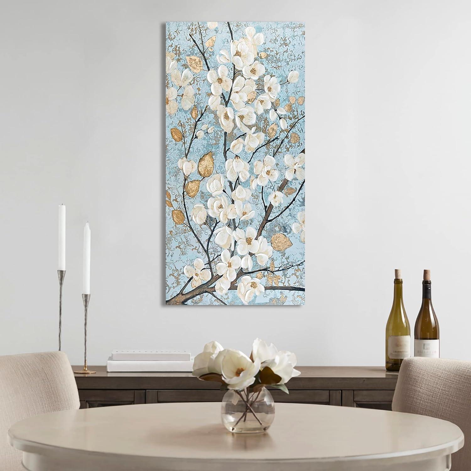 Madison Park Transitional Pinewood Printed Canvas with Gold Foil in Blue