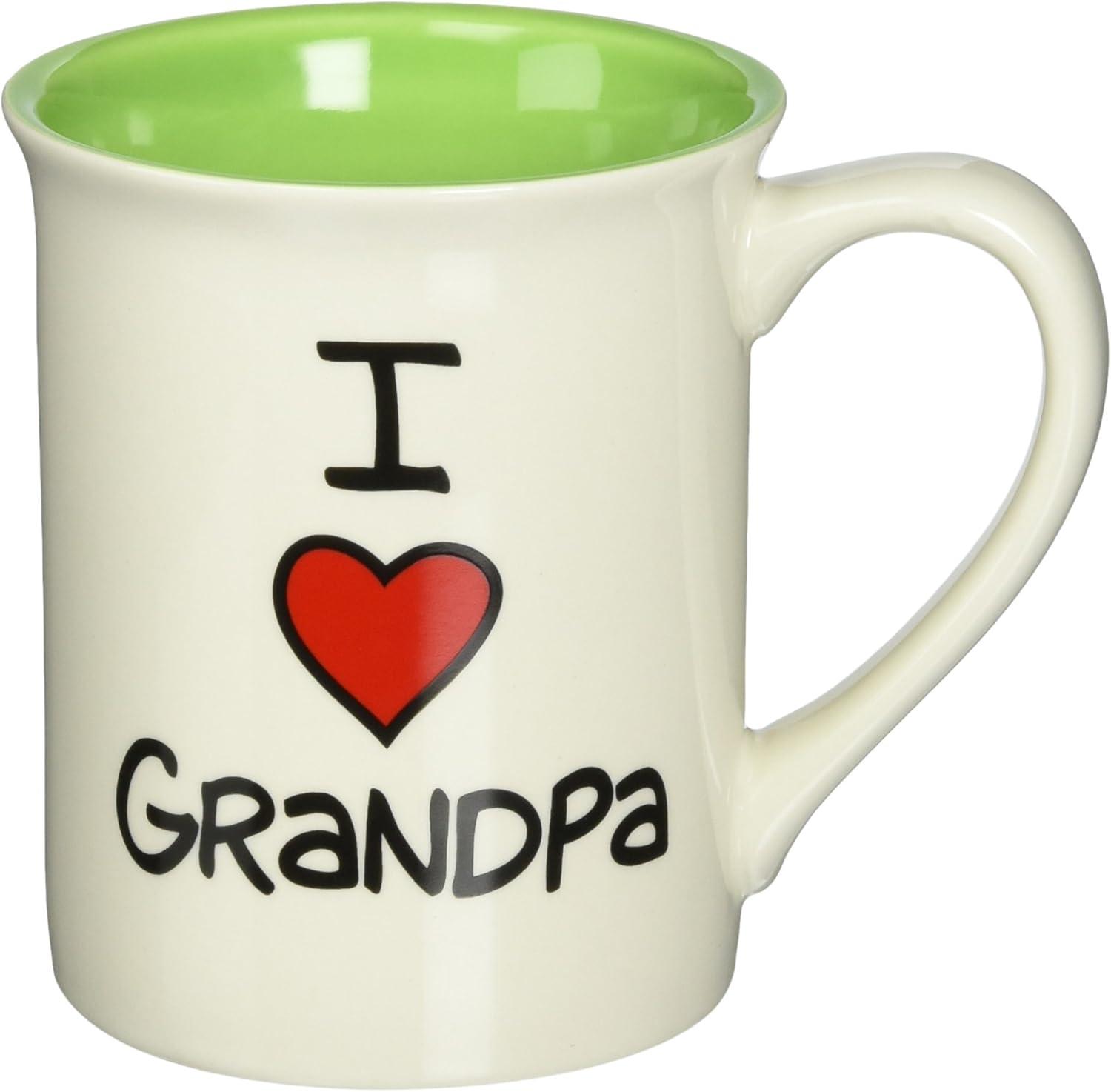 I Heart Grandpa Ceramic Mug with Green Interior, 16 oz