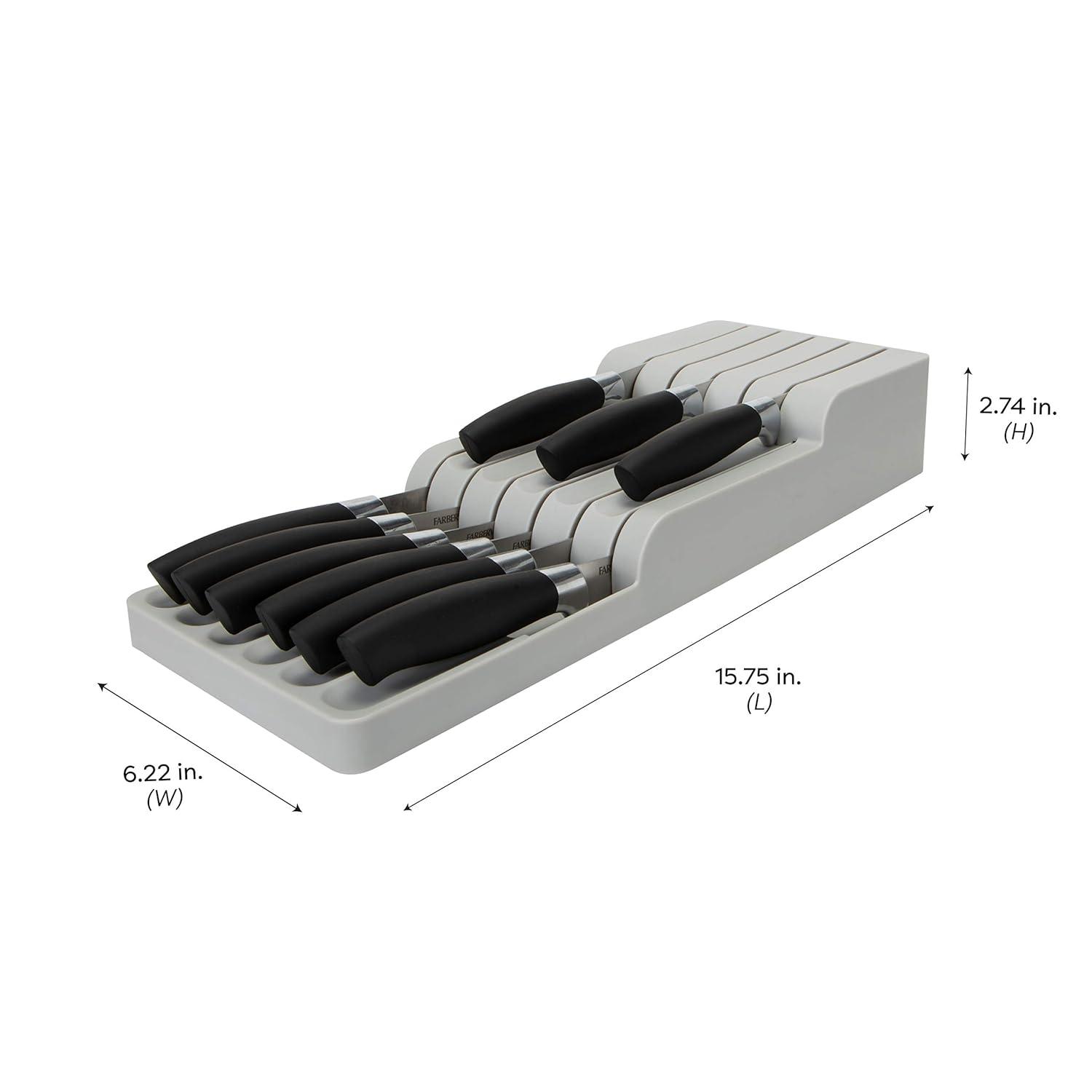 Gray Plastic 2 Tier Knife Drawer Organizer with 11 Slots
