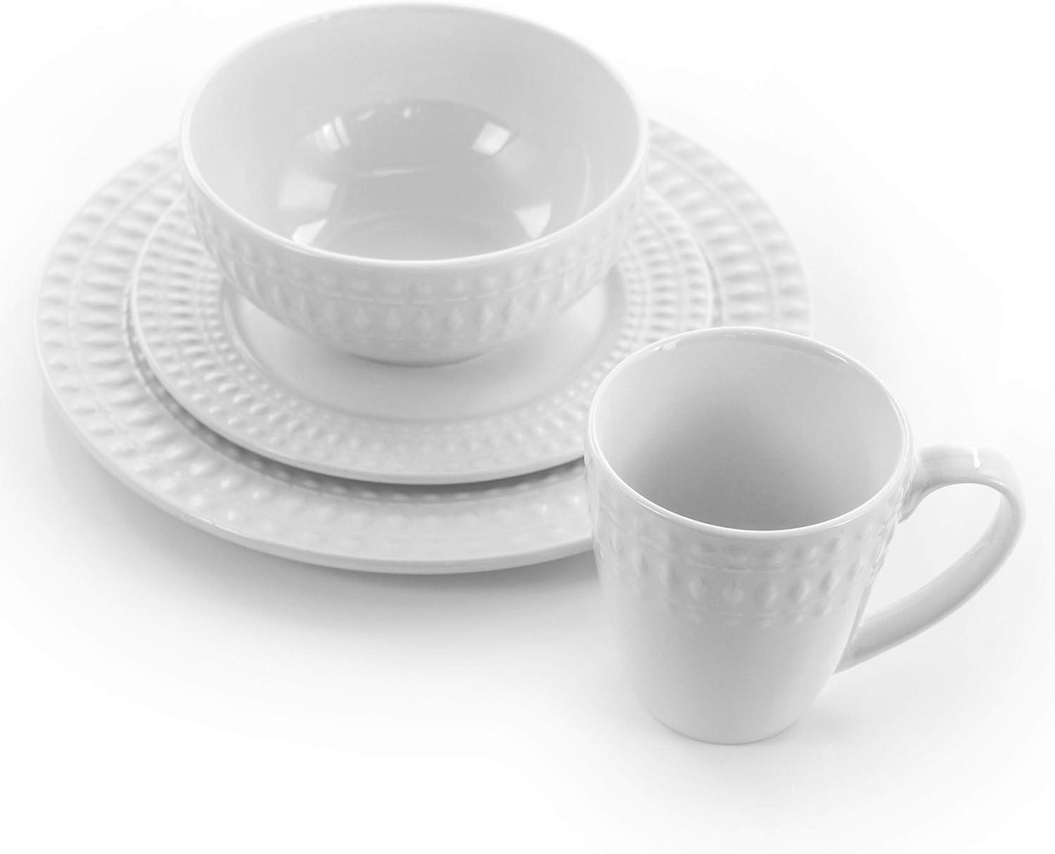 Elama Cara 16 Piece Porcelain China Dinnerware Set - Service for 4