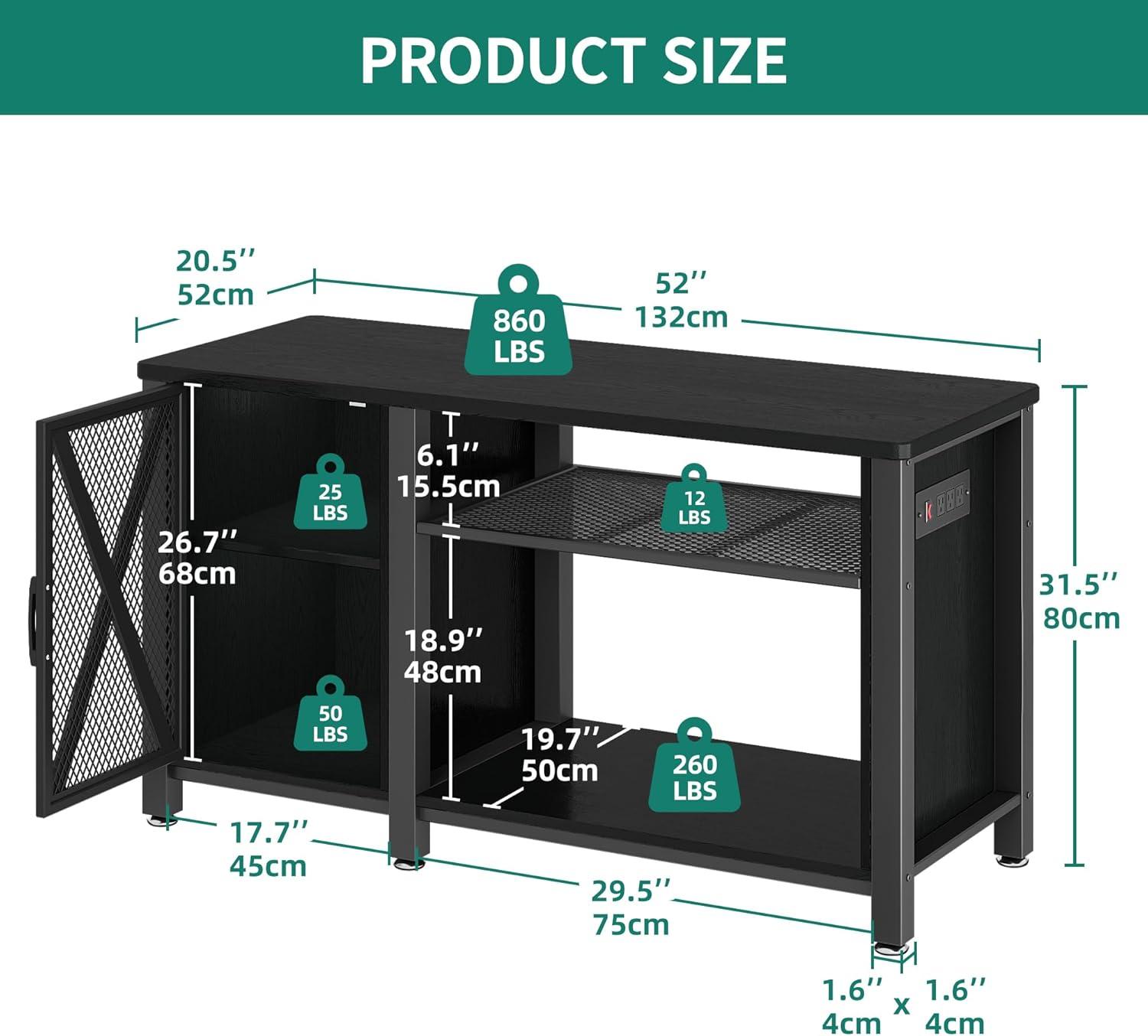 Dextrus Heavy Duty Metal Aquarium Stand with Power Outlets - Suitable for 55-75 Gallon Fish Tank Stand, Turtle Tank, Reptile Terrarium (865lbs Capacity) - Black