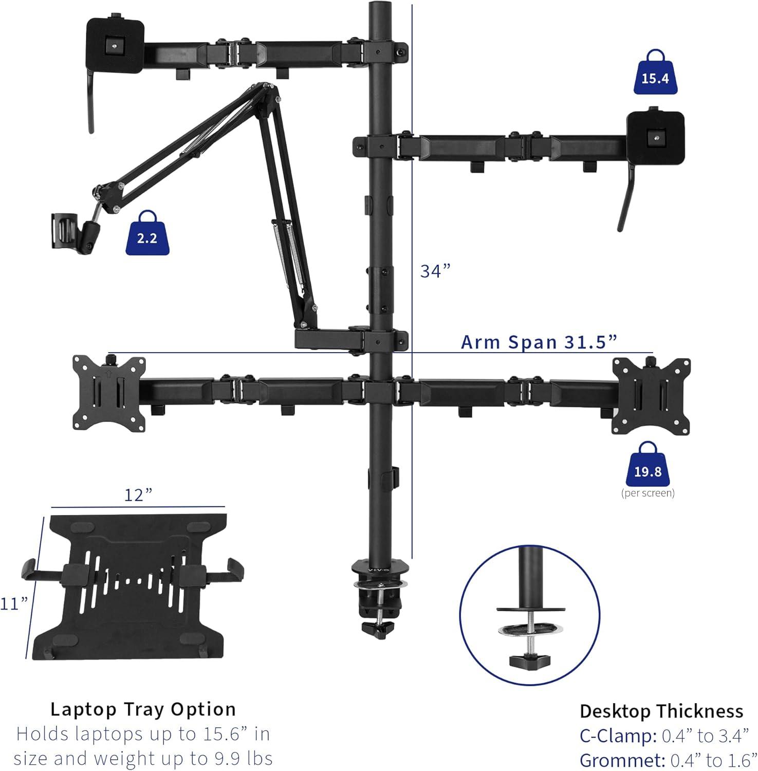 Black All-In-One Livestream Desk Mount with Dual Monitor Arms