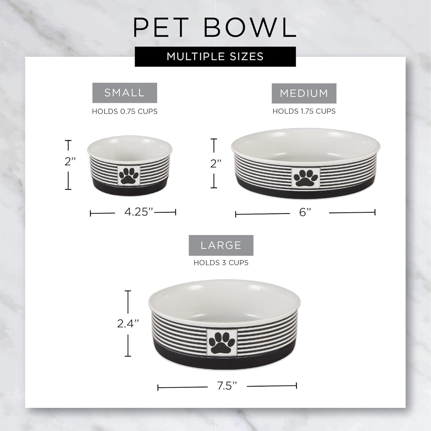 Bone Dry Ceramic Marble, Pet Bowls, Dishwasher Safe, Medium, 6x2", White, 2 Count