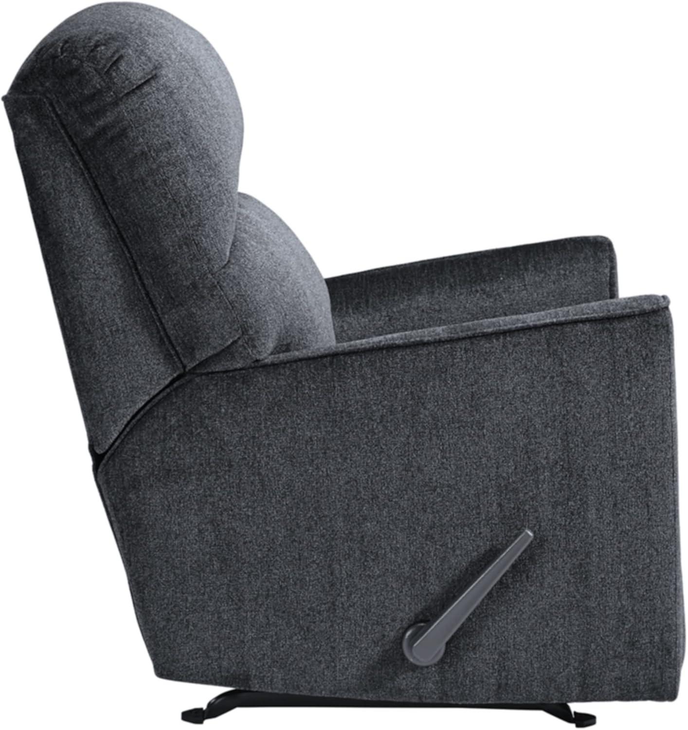 Slate Gray Metal Frame Rocker Recliner with Plush Upholstery