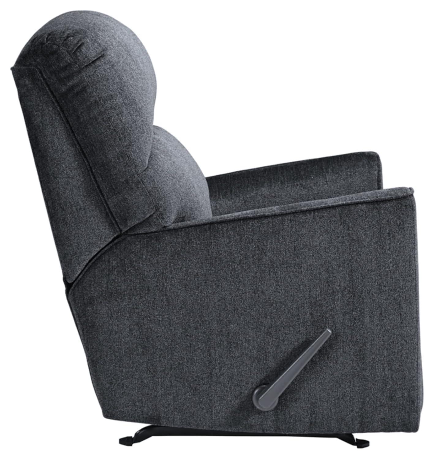 Fabric Upholstered Rocker Recliner with Tufted Back Charcoal Gray - Saltoro Sherpi