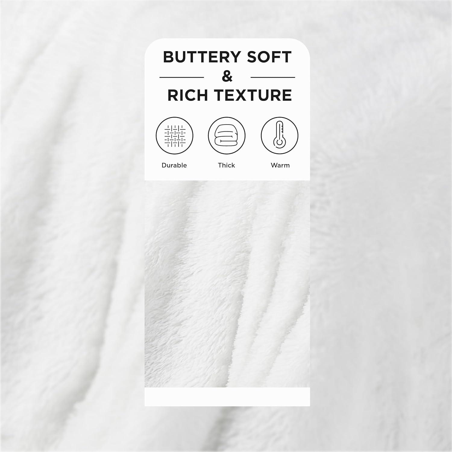 White King Size Reversible Sherpa Fleece Faux Fur Blanket