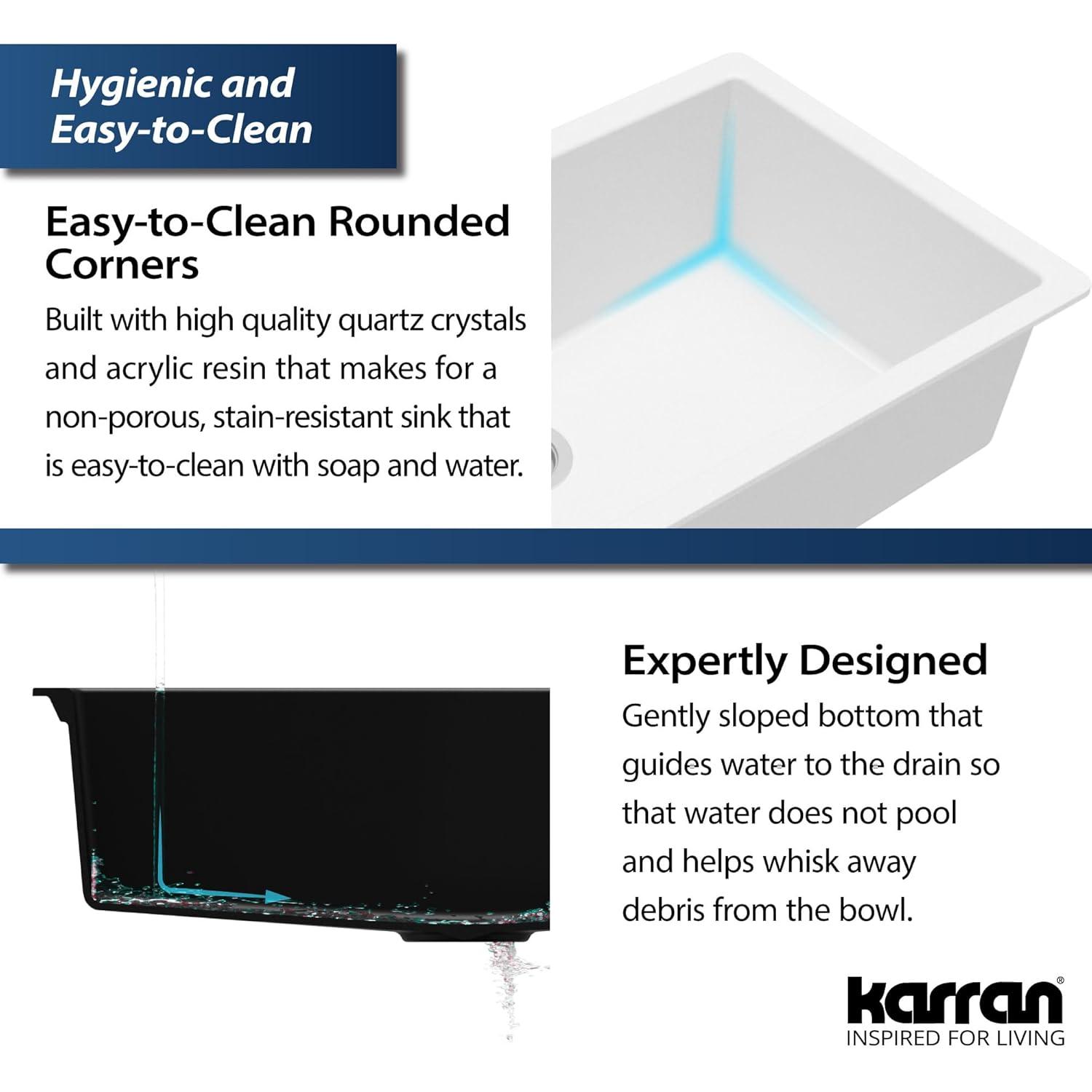 Karran Quartz 32-1/4'' X 19-1/4'' Large Single Bowl Undermount Kitchen Sink