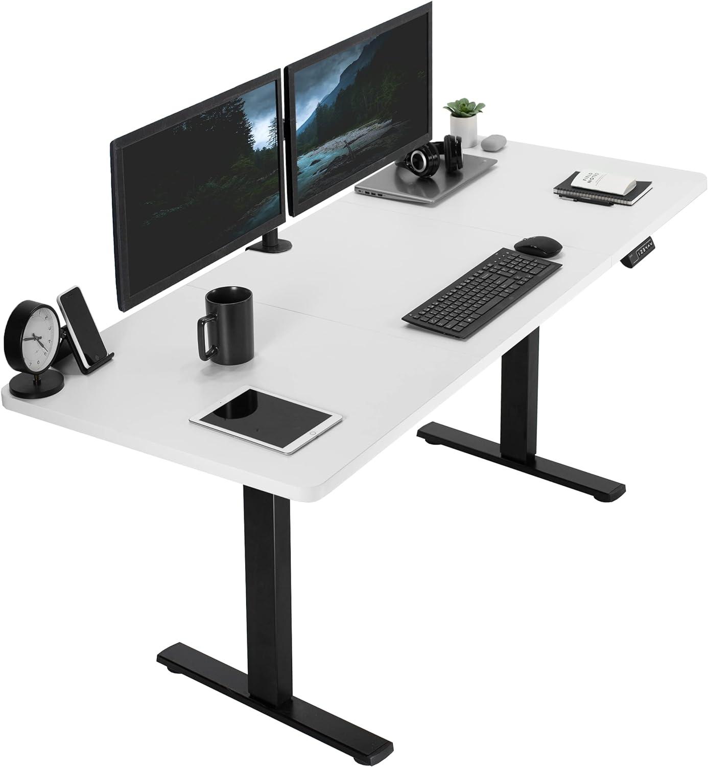 VIVO Single Motor Electric Desk with Push Button Memory Controller