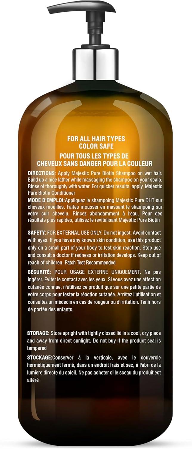 Majestic Pure Biotin Shampoo with DHT Blocker - Hydrating & Sulfate Free for Thin Hair - 16 fl oz