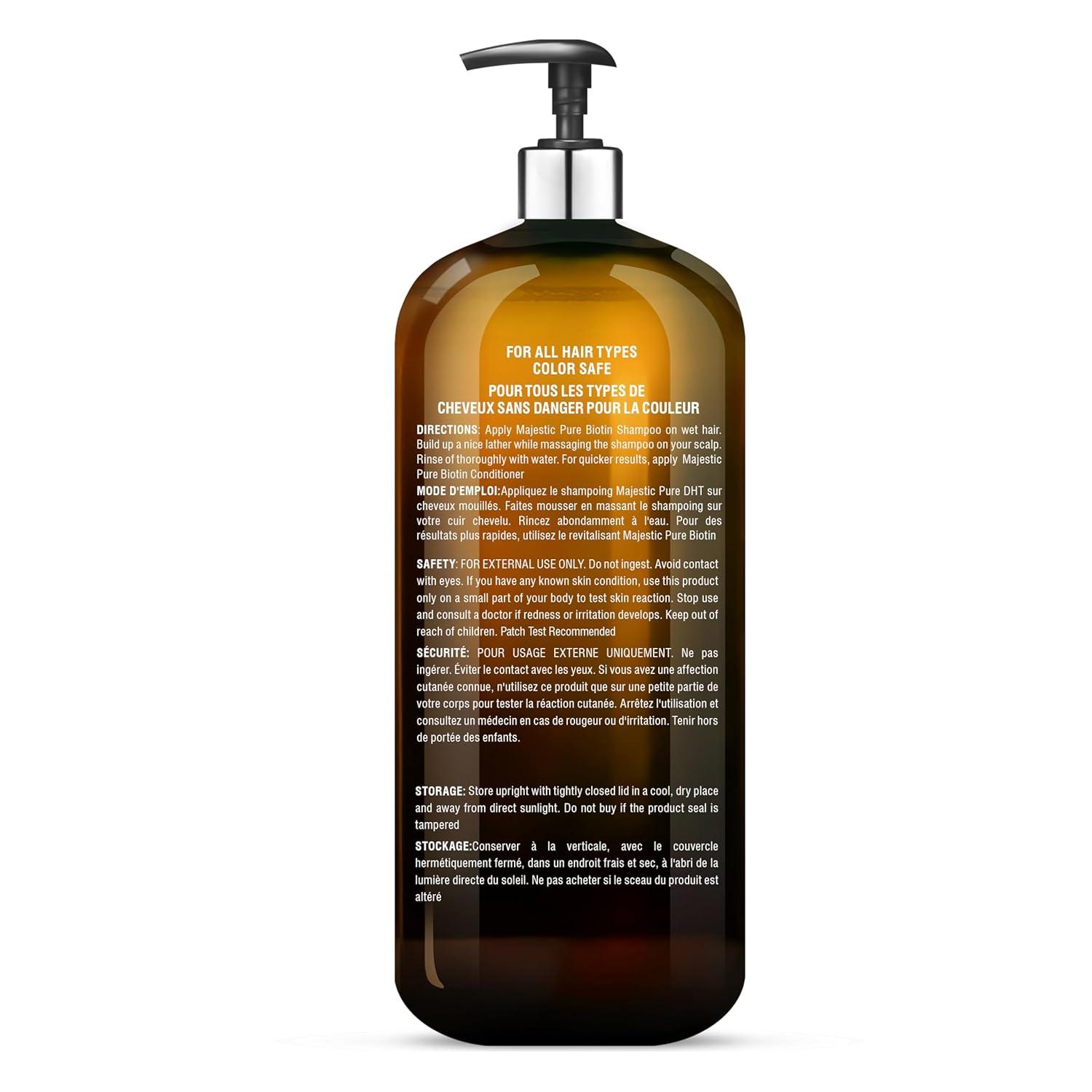 Majestic Pure Biotin Shampoo with DHT Blocker - Hydrating & Sulfate Free for Thin Hair - 16 fl oz