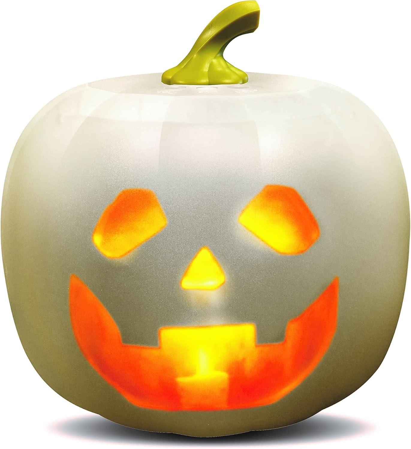 Jabberin Jack XL Talking Animated White Pumpkin with Built in Projector & Speaker Plug'n Play